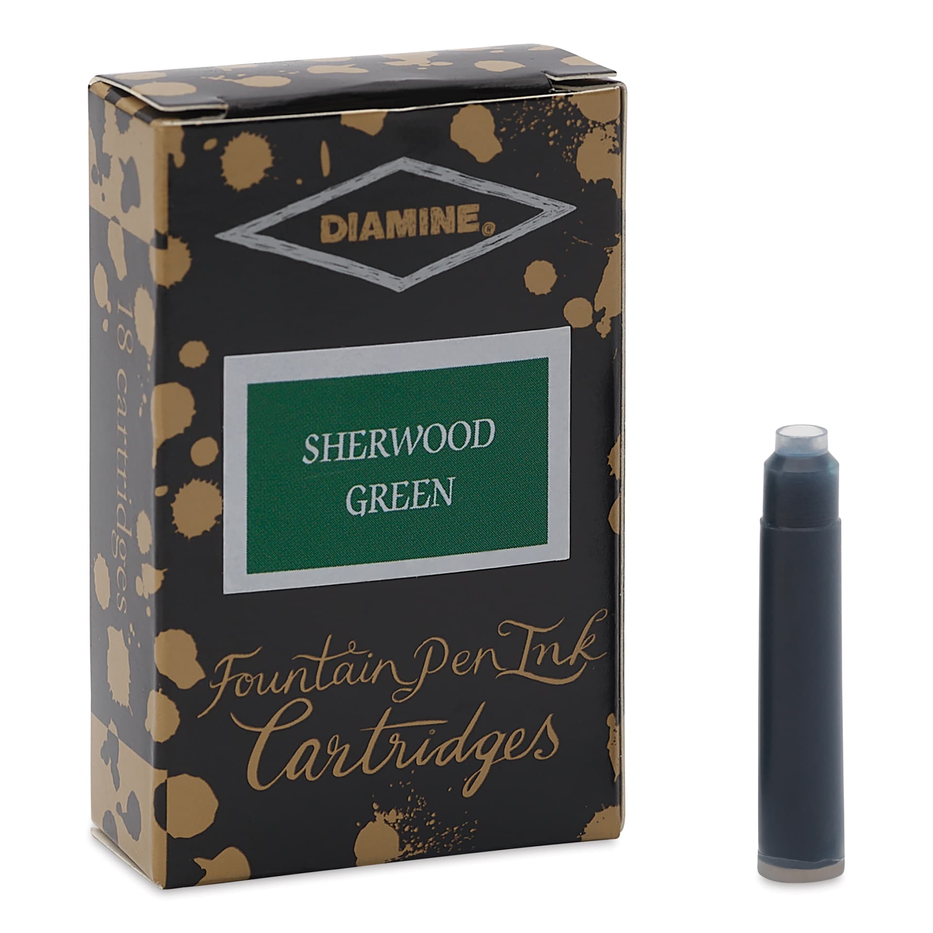 Diamine Ink Cartridges - Pkg of 18, Sherwood Green