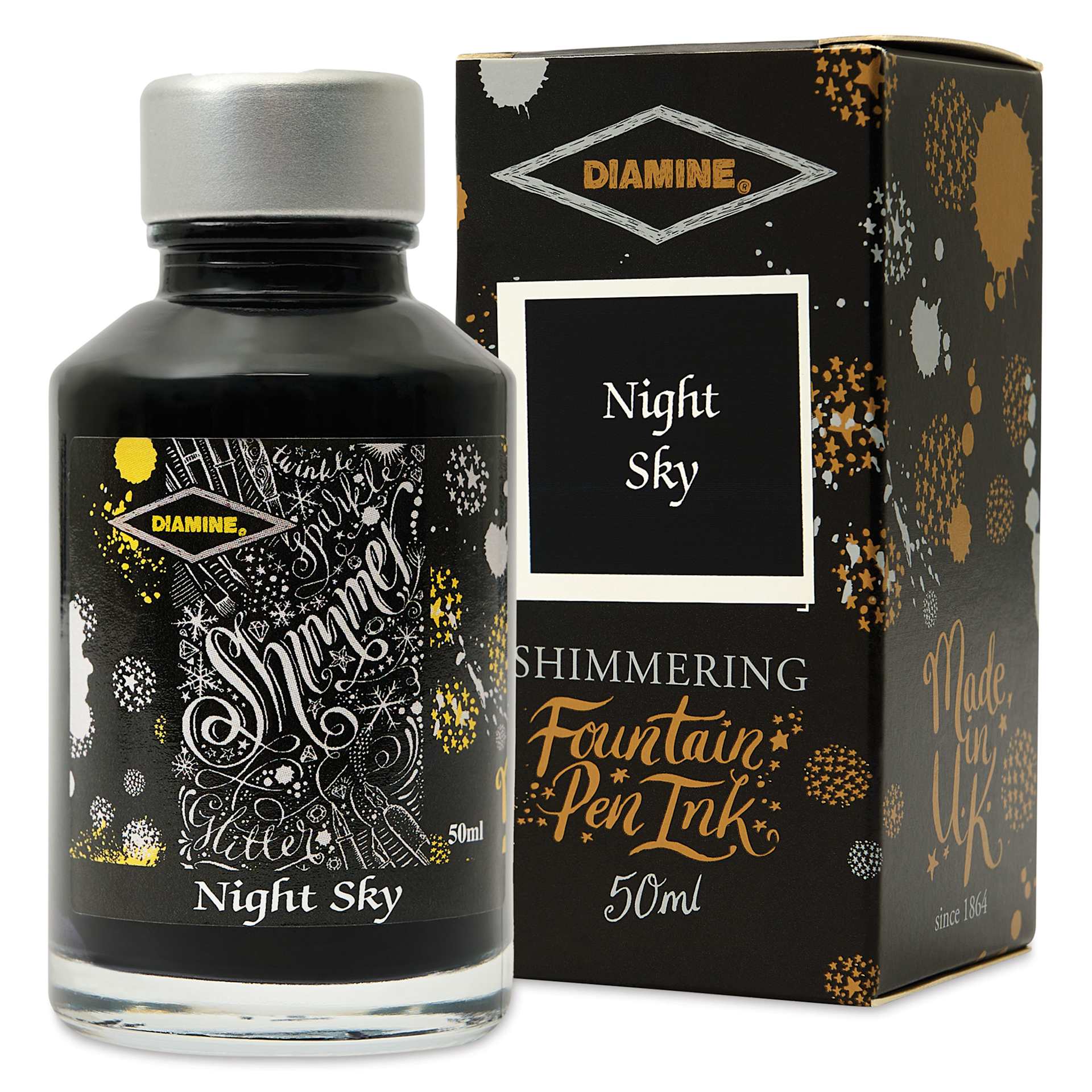 Diamine Shimmer Fountain Pen Ink - Night Sky, 50 ml