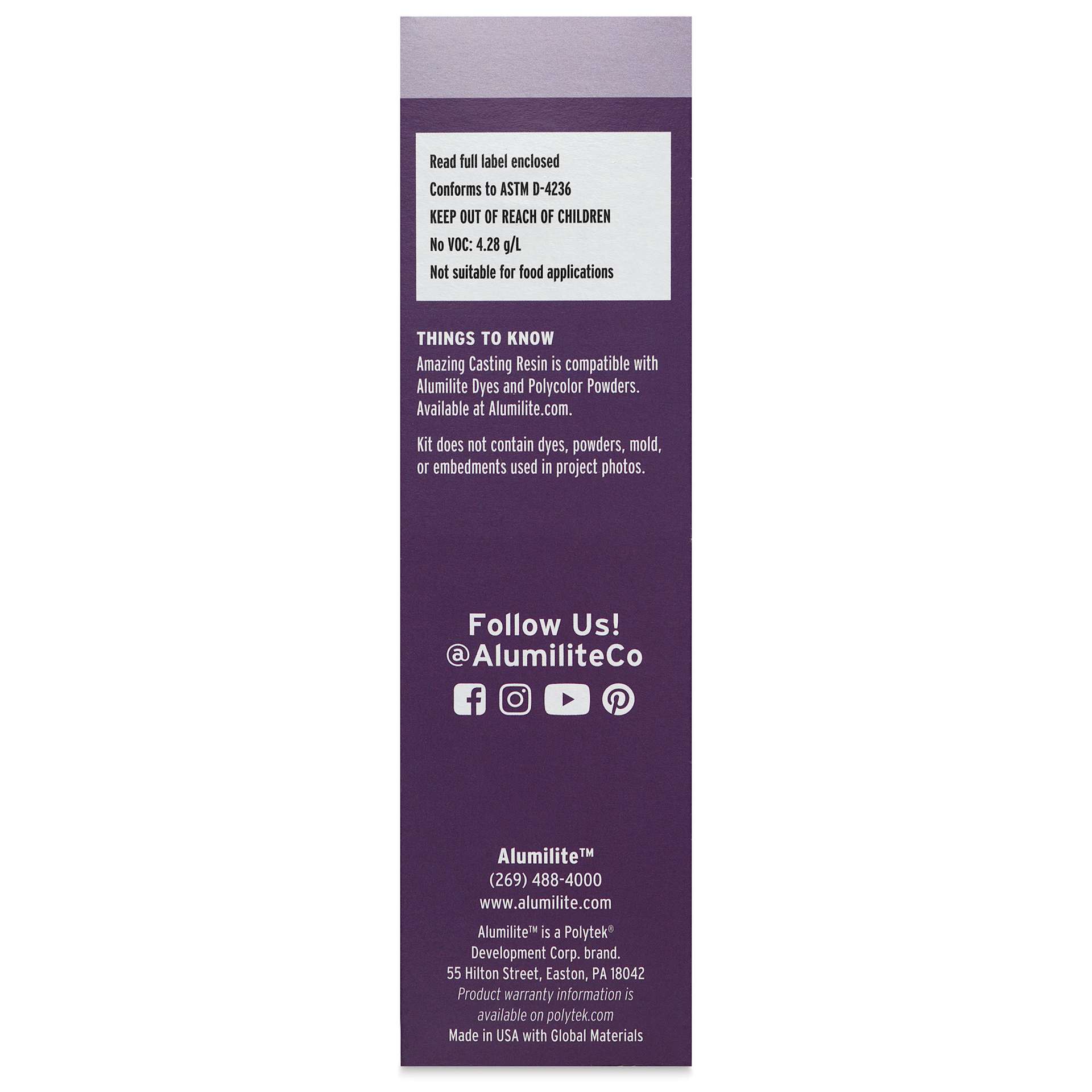 Alumilite Amazing Casting Resin - 32 oz, Tan - right side of packaging