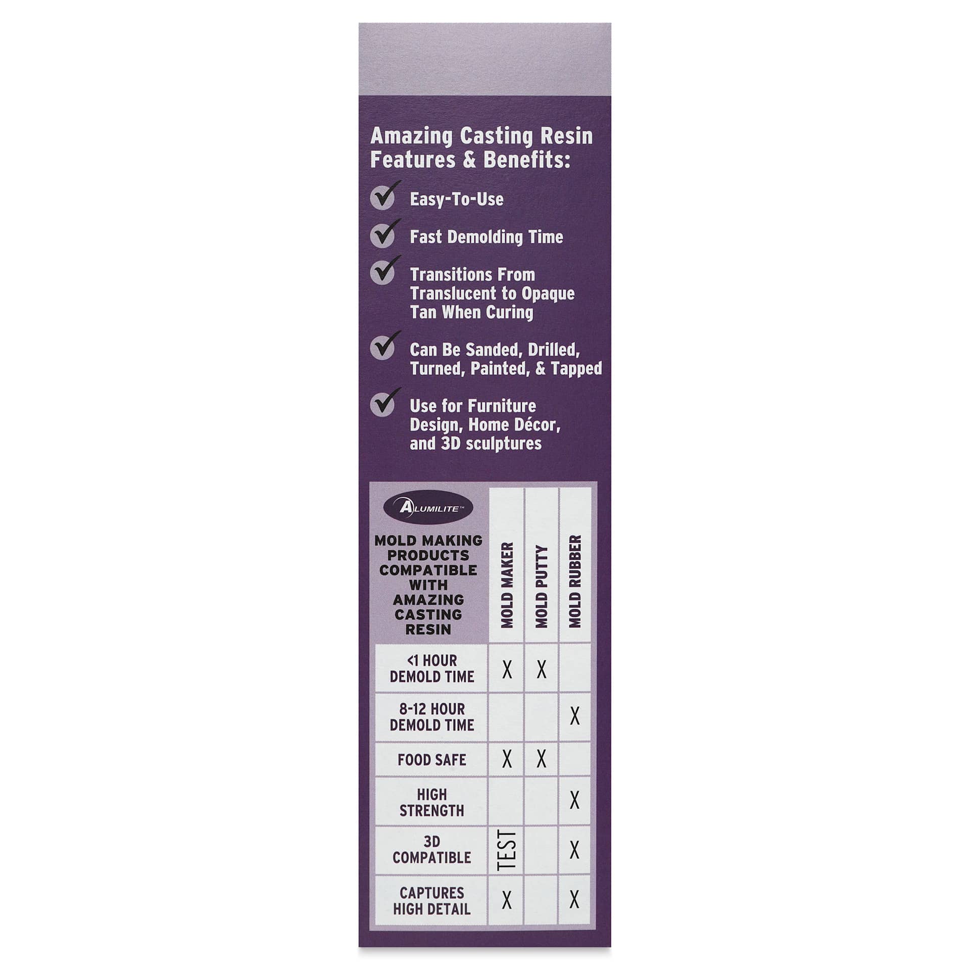 Alumilite Amazing Casting Resin - 32 oz, Tan - left side of packaging