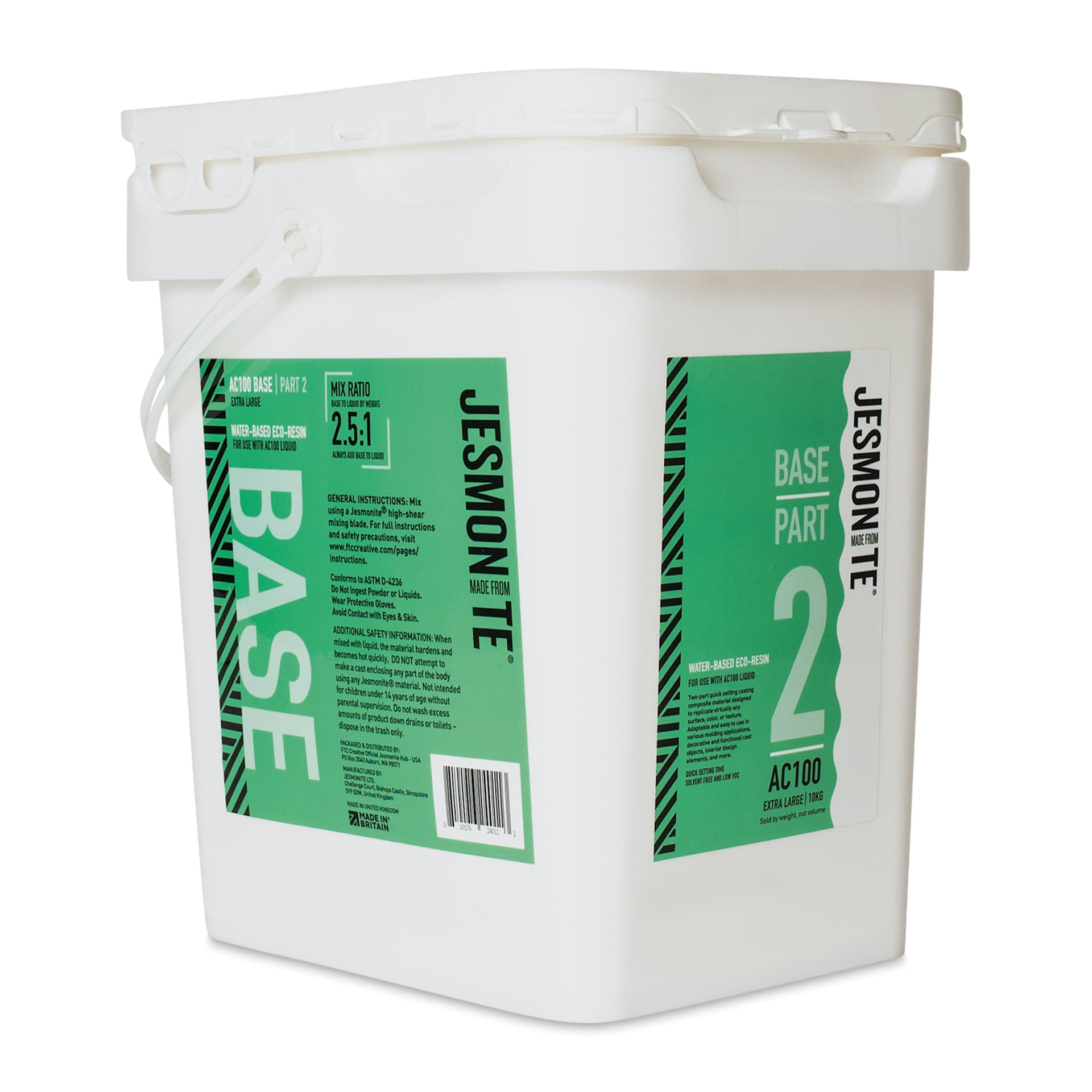 Jesmonite AC100 Eco-Resin - Base, Extra-Large, 10 kg Bucket angled view