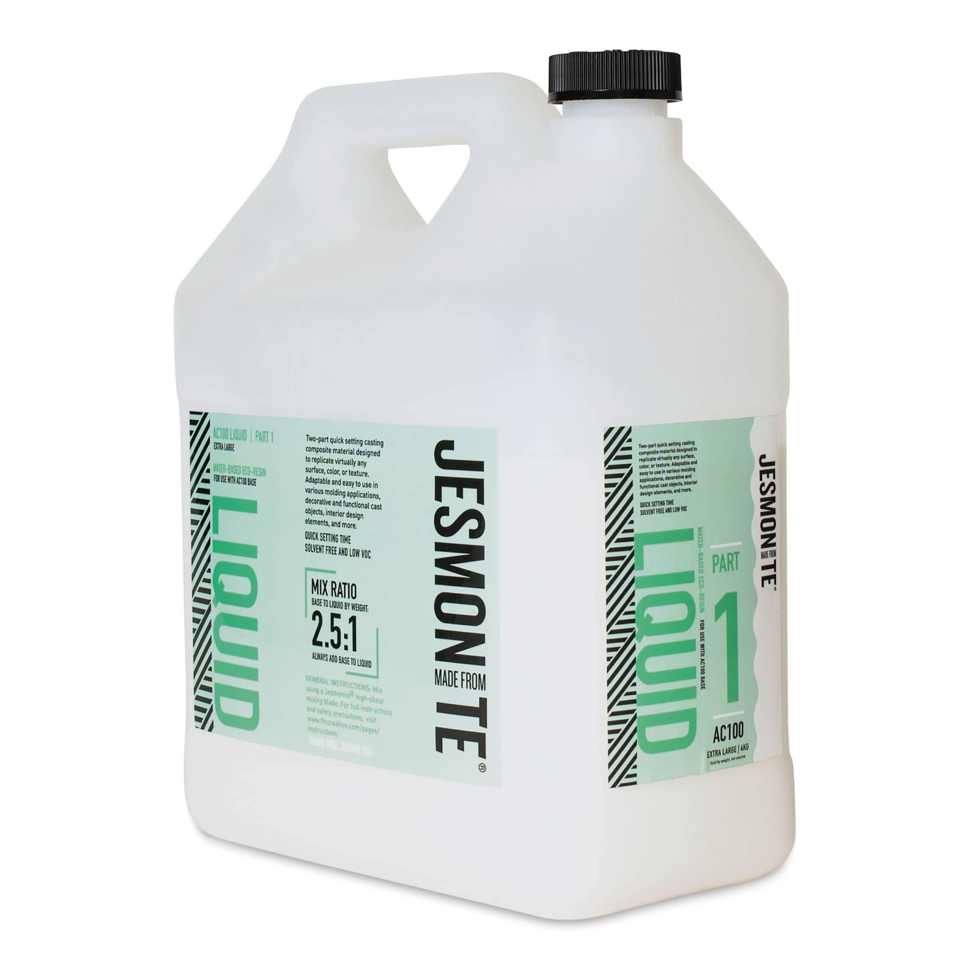 Jesmonite AC100 Eco-Resin - Acrylic Liquid, Extra-Large, 4 kg Bottle angled view