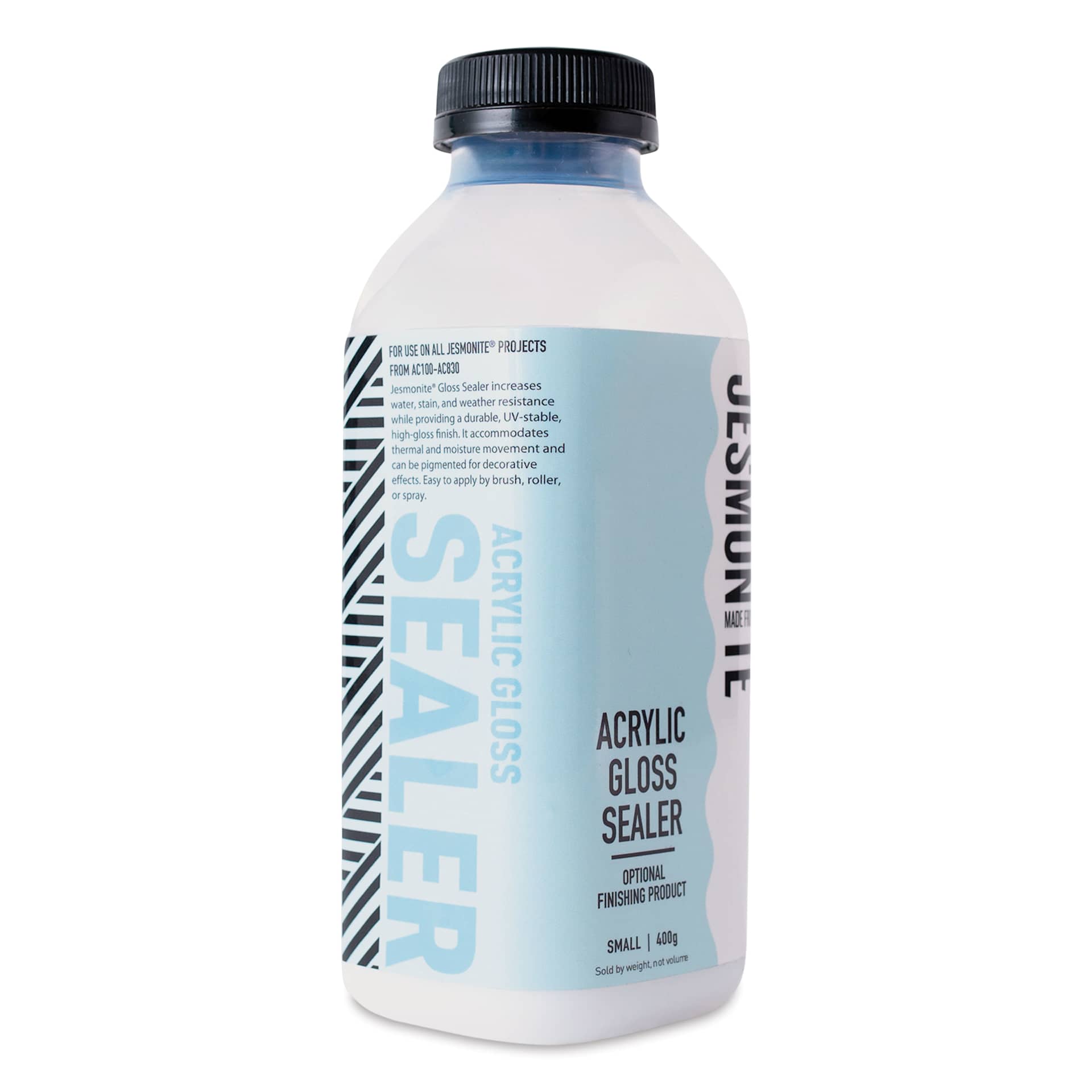 Jesmonite AC100 Eco-Resin Acrylic Gloss Sealer - 400g Bottle angled view