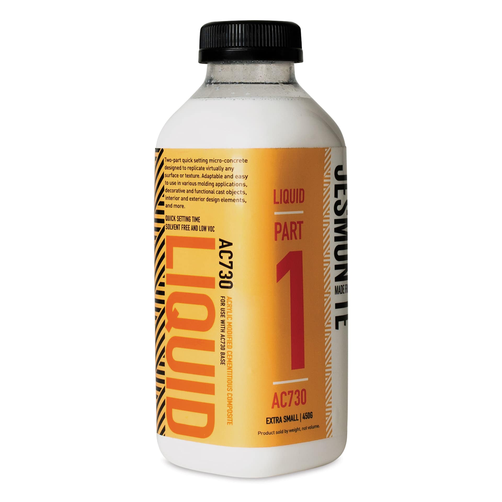 Jesmonite AC730 Micro-Concrete - Acrylic Polymer Liquid, XS, 450 g Bottle angled view