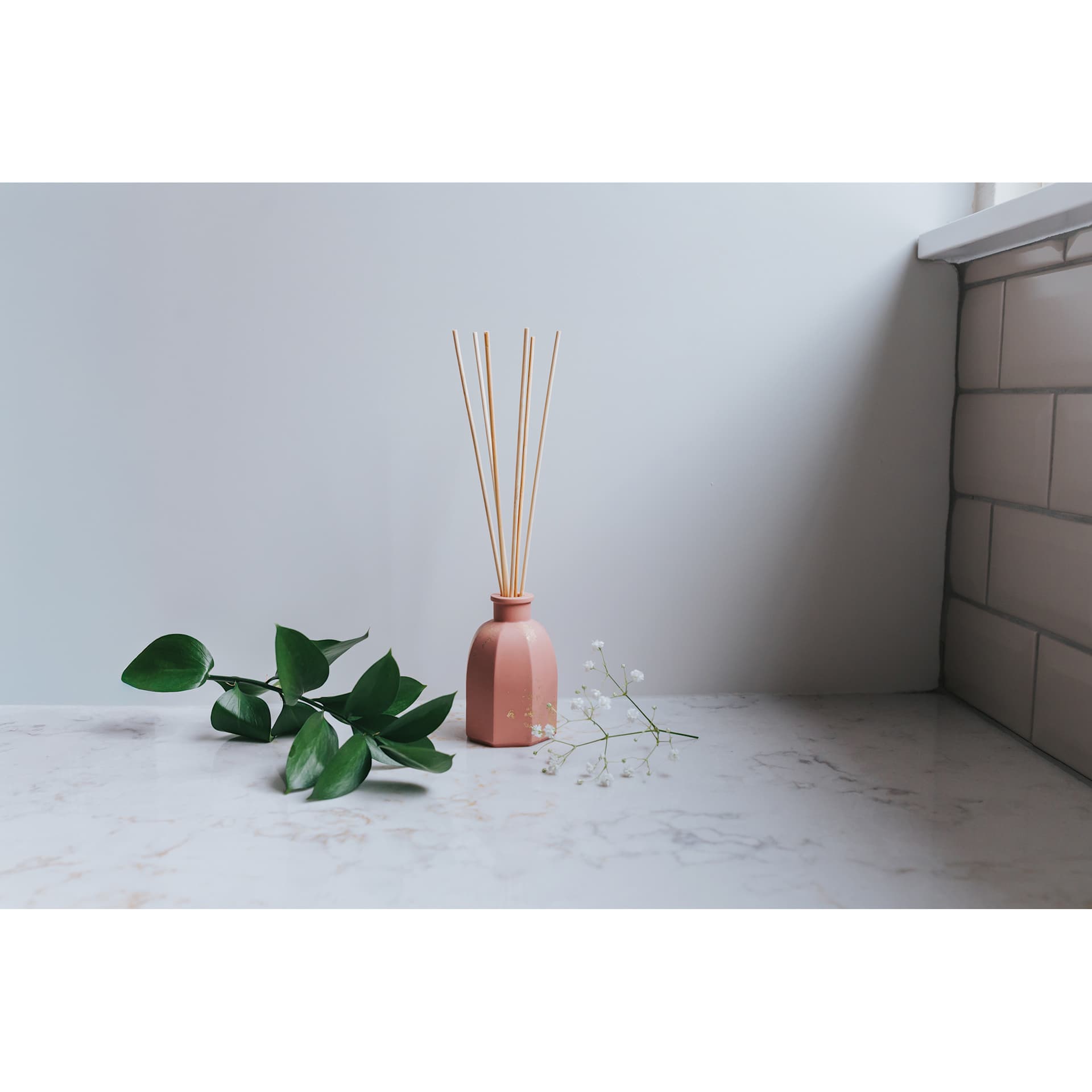 Jesmonite Silicone Diffuser Mold finished project holding reed diffusers
