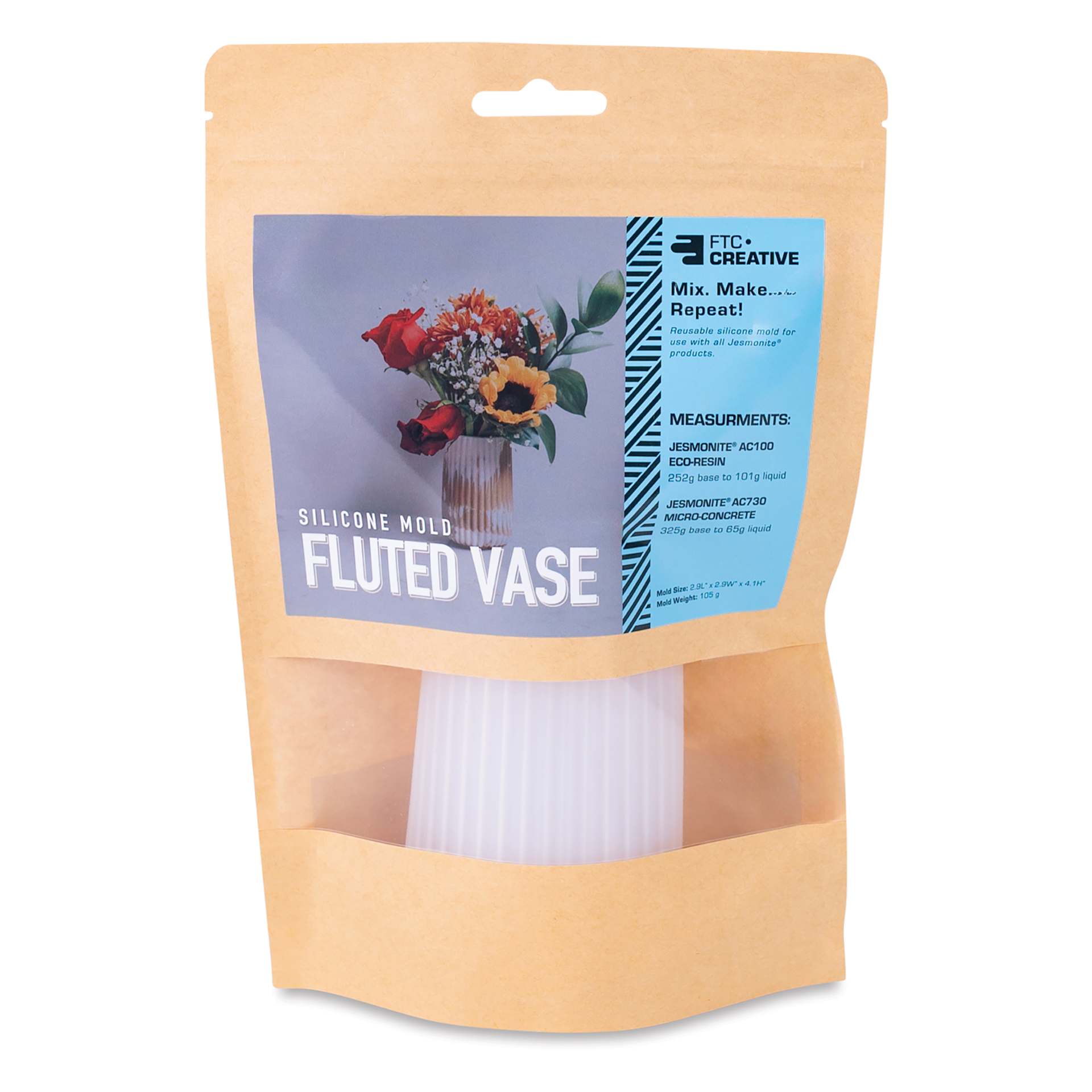 Jesmonite Silicone Fluted Vase Mold front of packaging