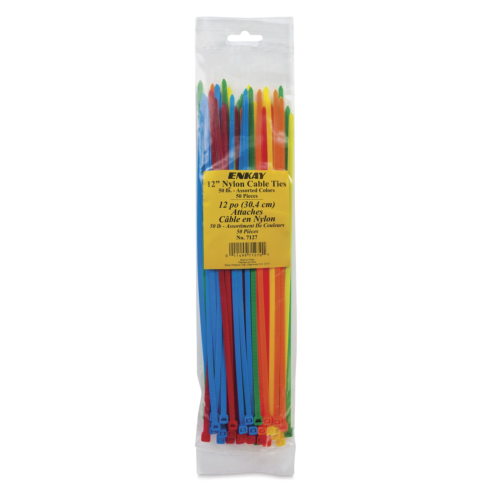 Enkay Nylon Cable Ties - Pkg of 50, Assorted Colors, 12"