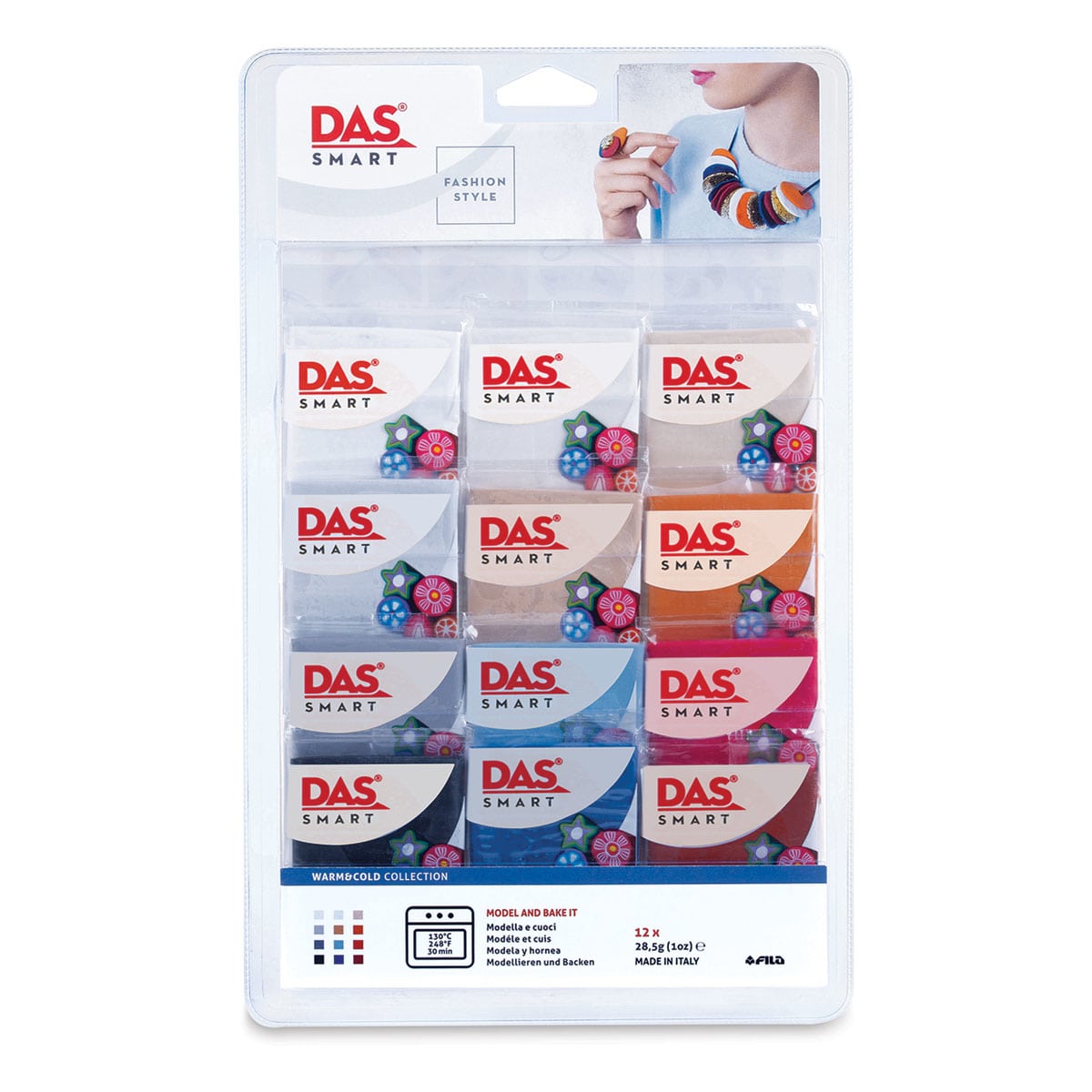 DAS Smart Polymer Clays - Warm and Cool Colors, Set of 12 (front of package)