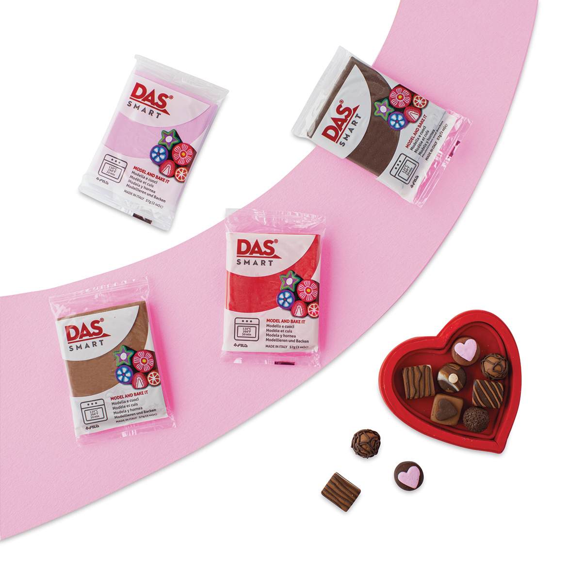 DAS Smart Polymer Clay (browns and reds used to make a miniature box of chocolates)