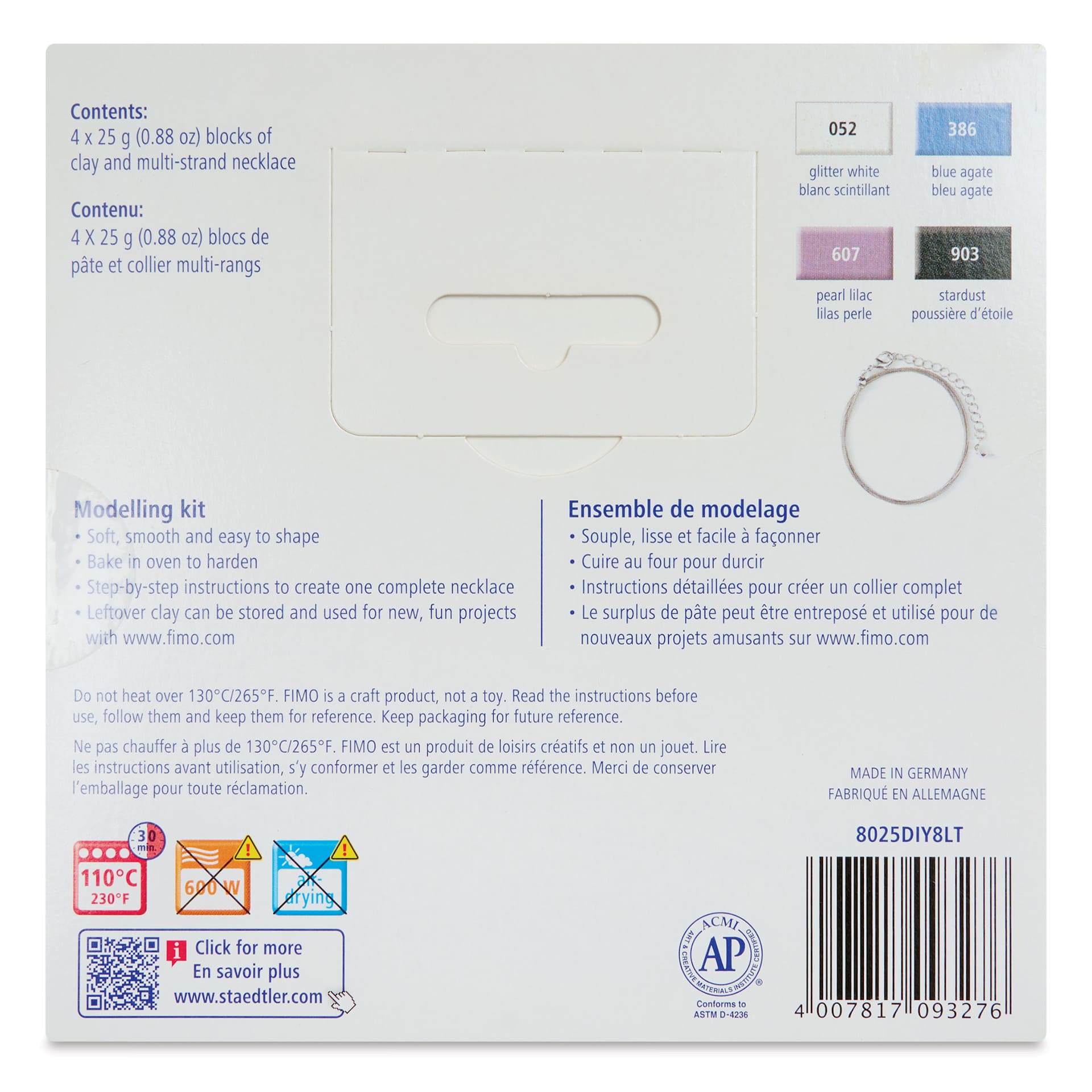 Staedtler Fimo Made By You Necklace Kit - back of packaging