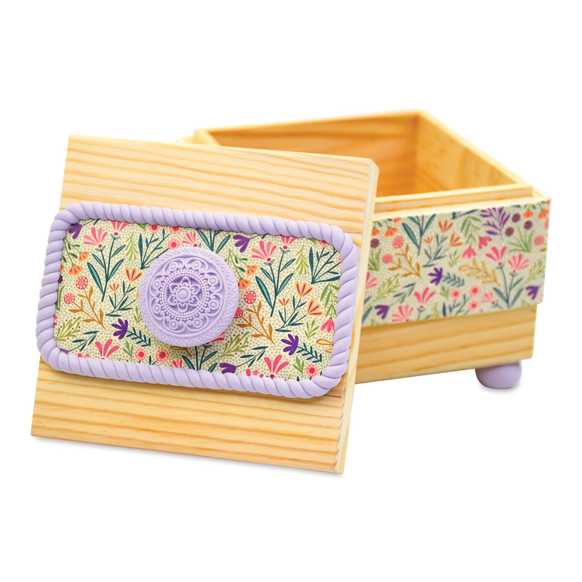 Sculpey Clay Transfers - Pkg of 4, Botanicals finished box decoration project