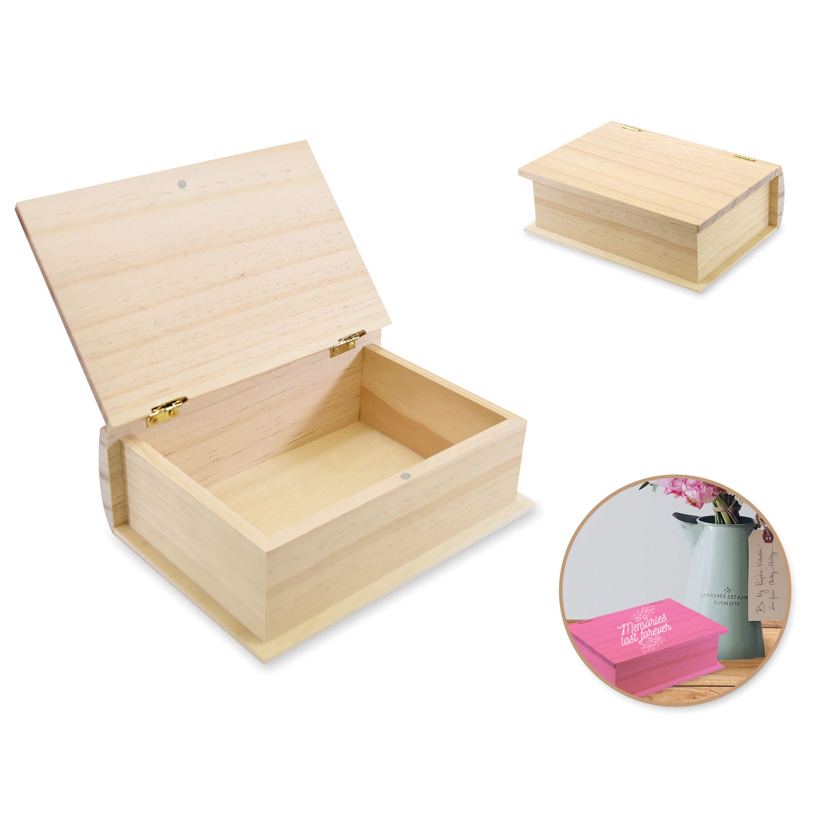 MultiCraft Wood Book Box - 7" x 5" x 2-1/4", example of personalized box