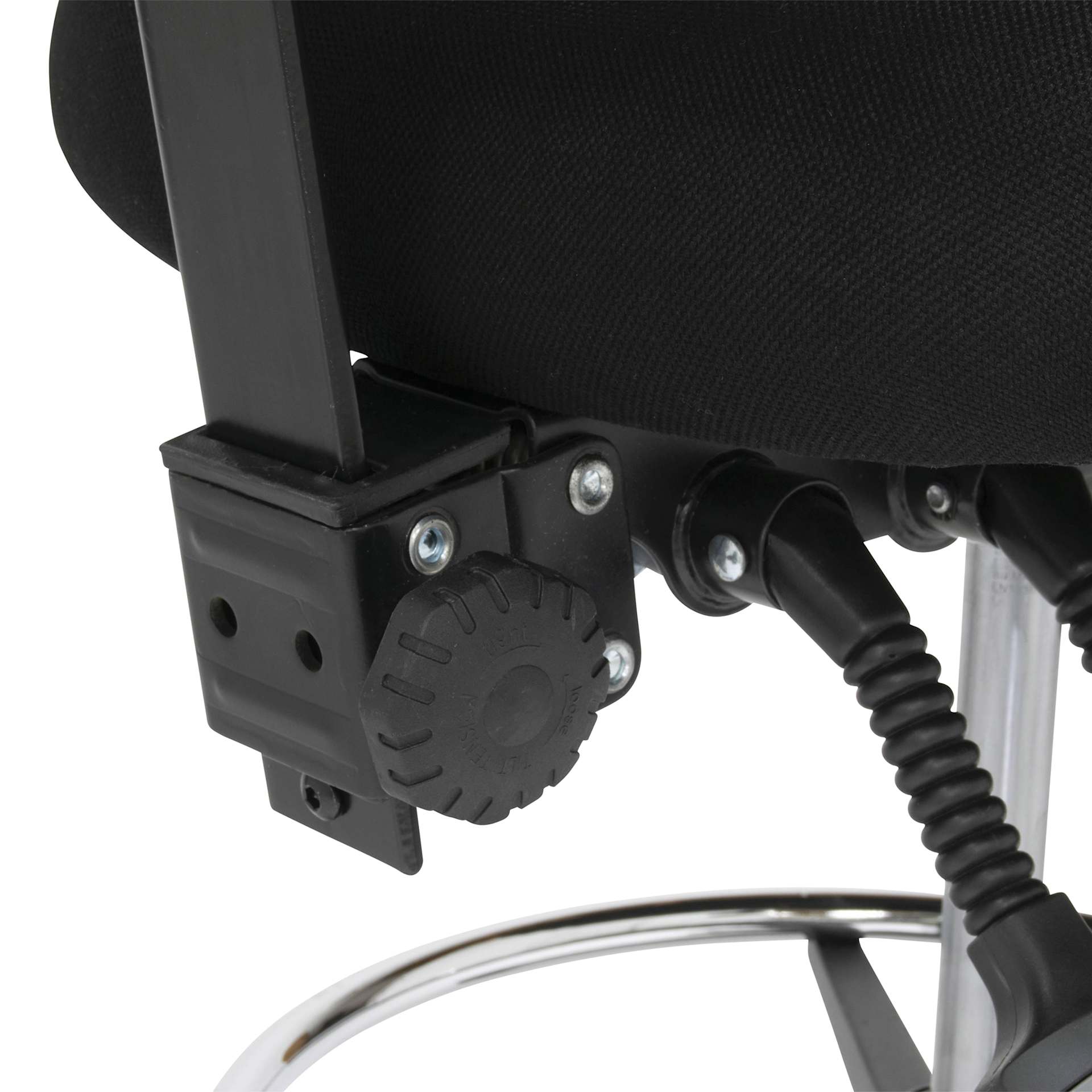 Studio Designs Winslow Drafting Chair, close up of the adjustable backrest mechanics. 