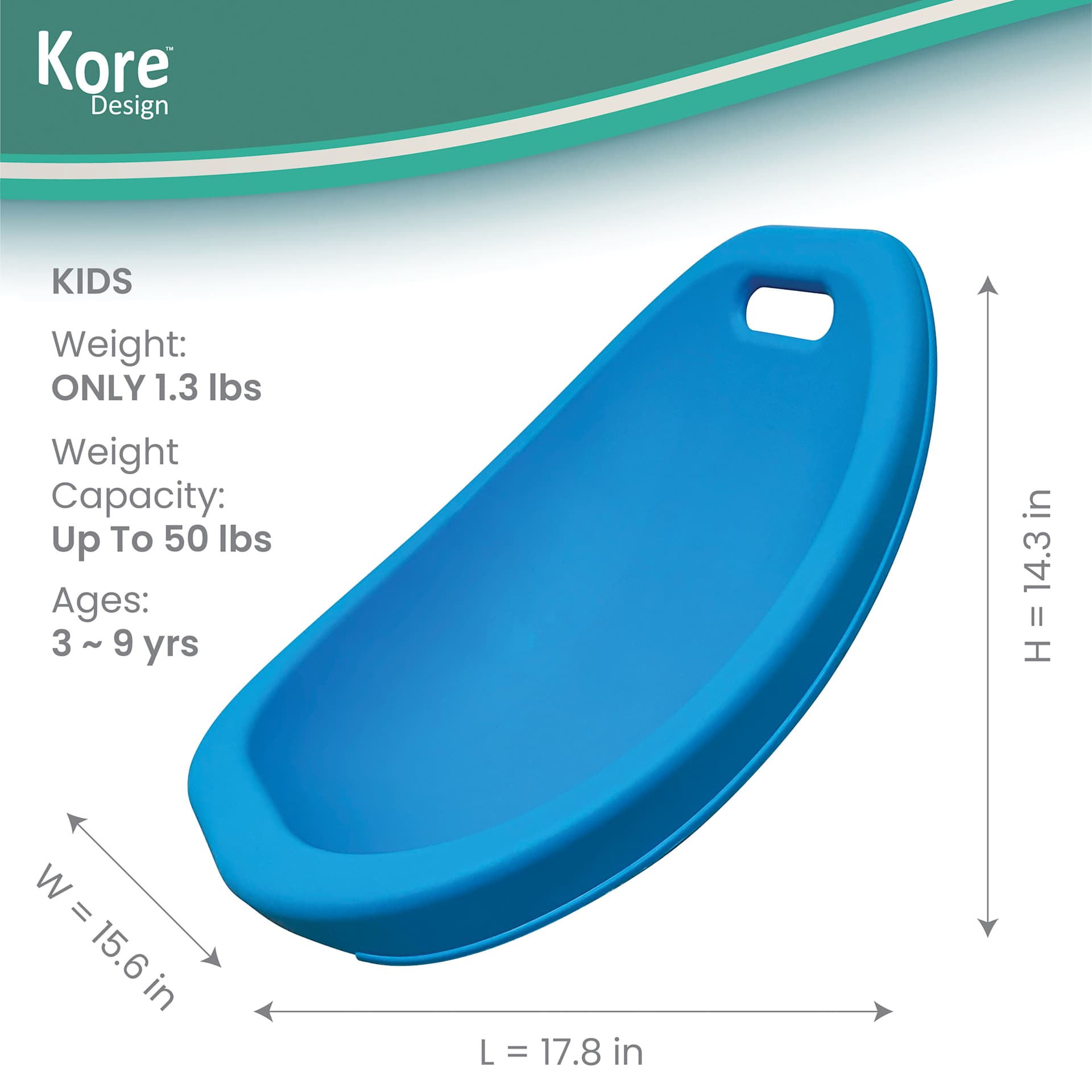 Kore Design Scoop Rockers - Kids, Light Blue and Red, Pkg of 4 with dimensions