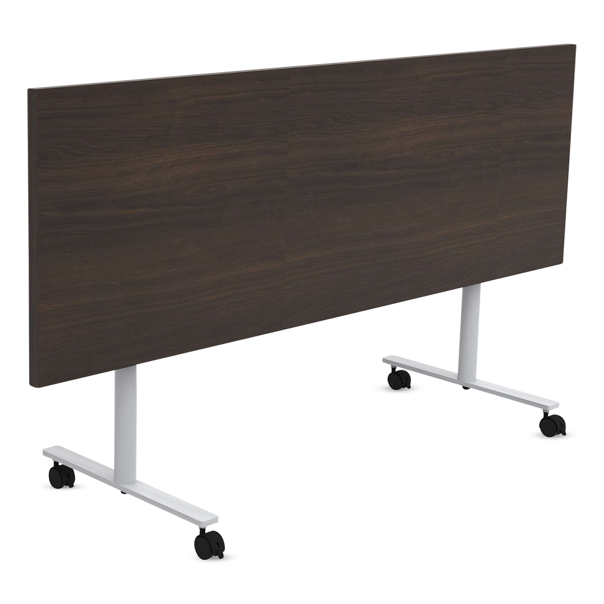 Safco Jurni Flip-Top Table with Casters - Columbian Walnut, 24" x 72", top folded