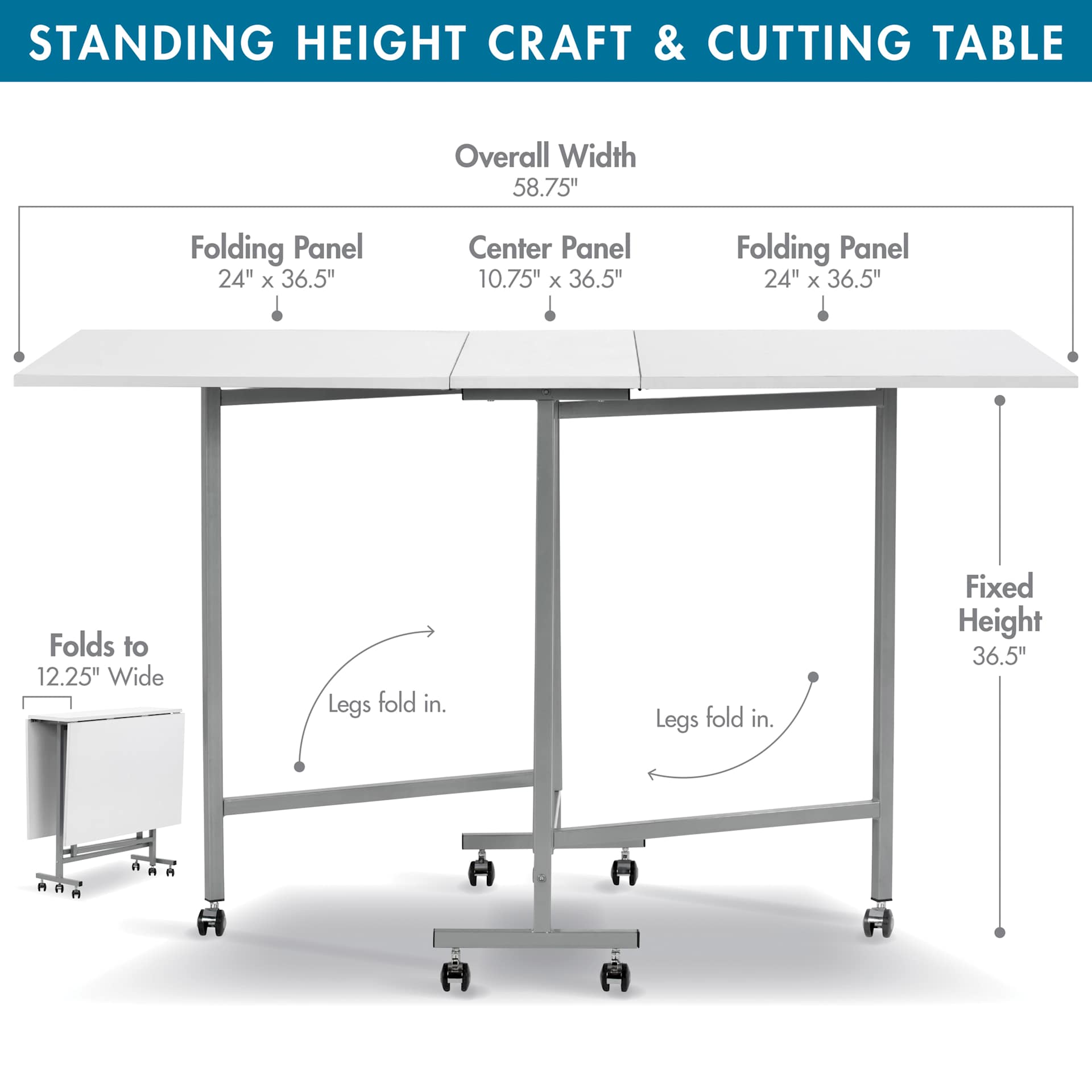 Studio Designs Sew Ready Craft and Cutting Table - table dimensions