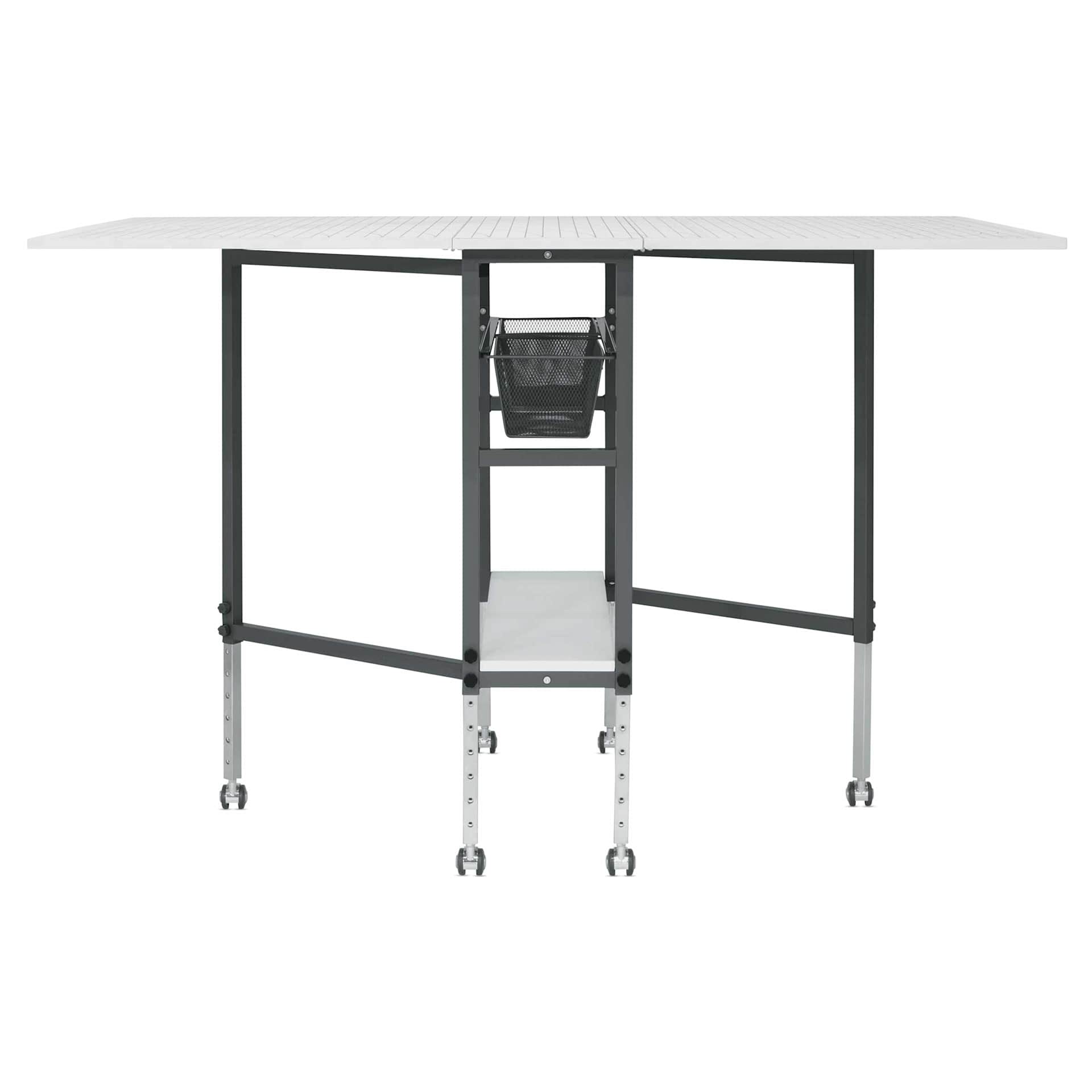 Studio Designs Sew Ready Cutting Table with Grid - Charcoal/White, side of table