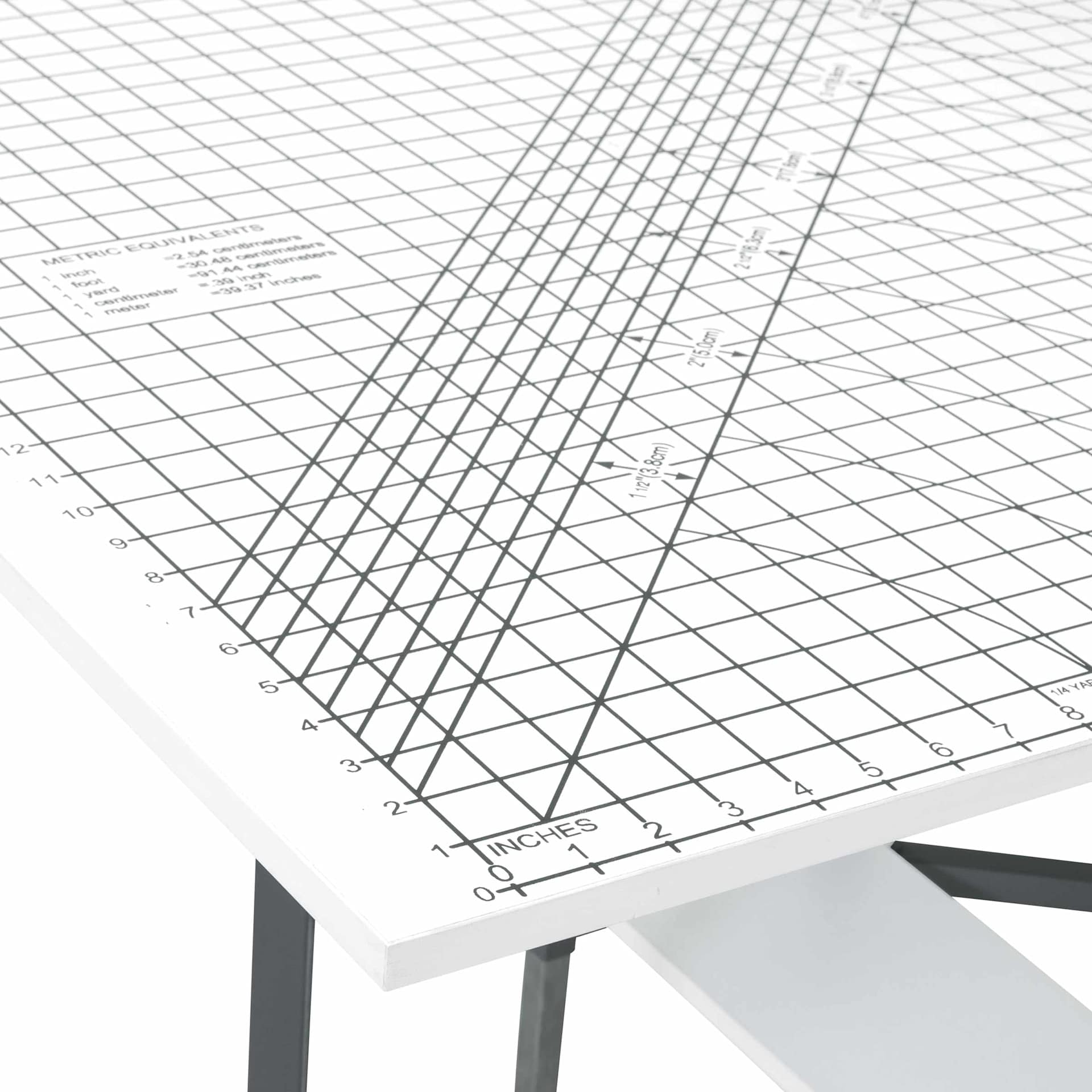 Studio Designs Sew Ready Cutting Table with Grid - Charcoal/White, corner