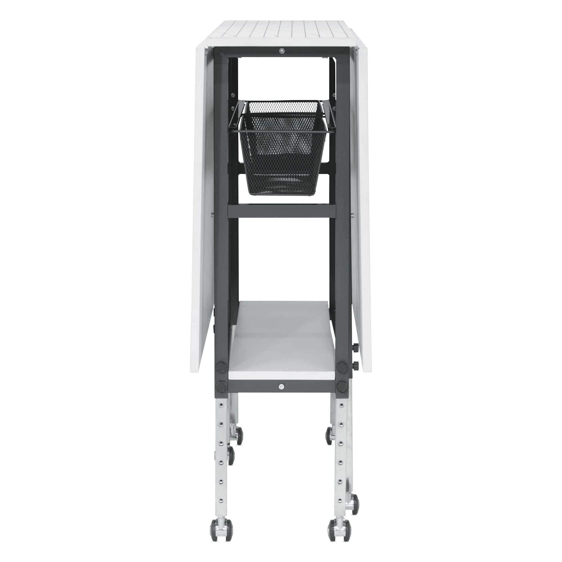 Studio Designs Sew Ready Cutting Table with Grid - Charcoal/White, folded down