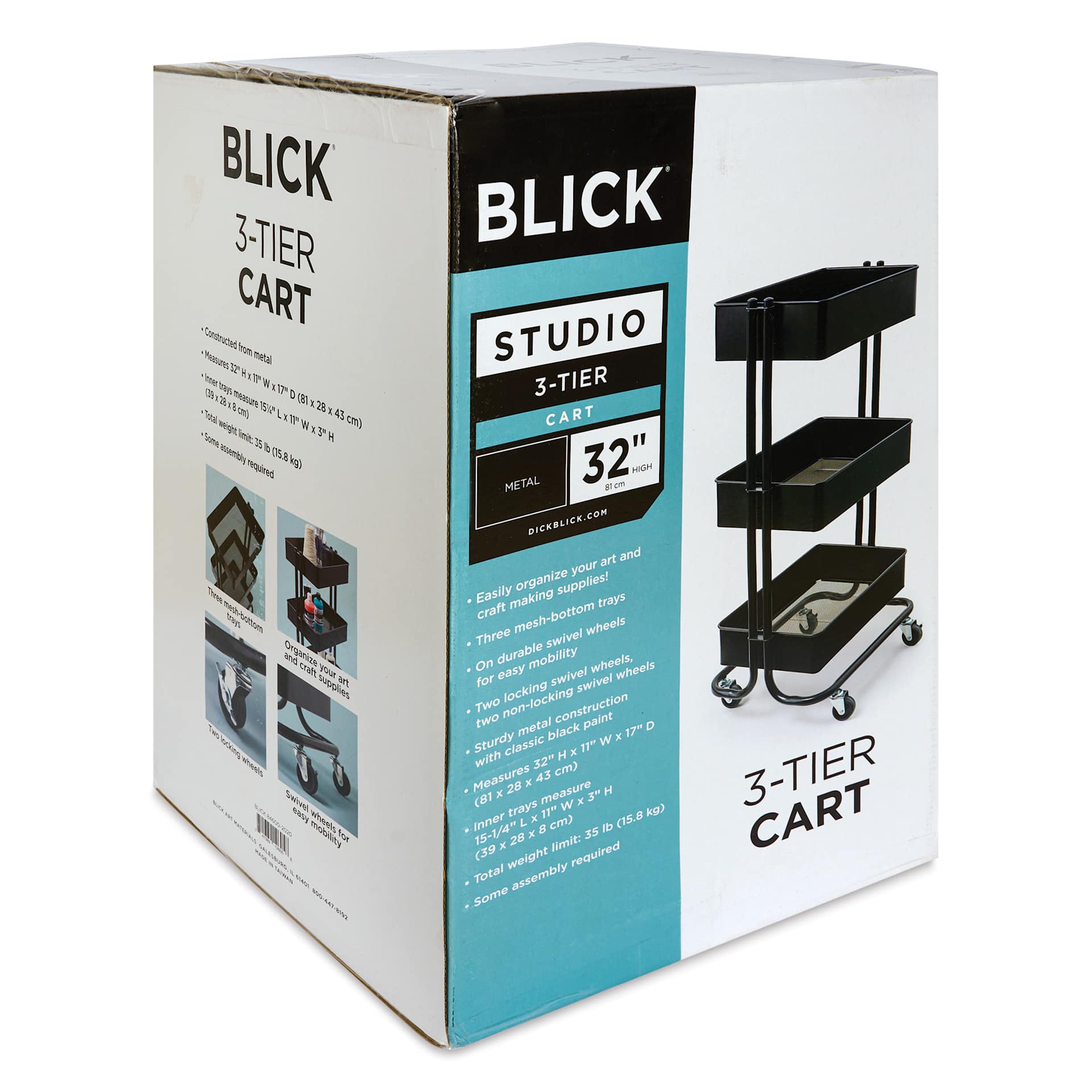 Blick 3-Tier Cart, box at an angle
