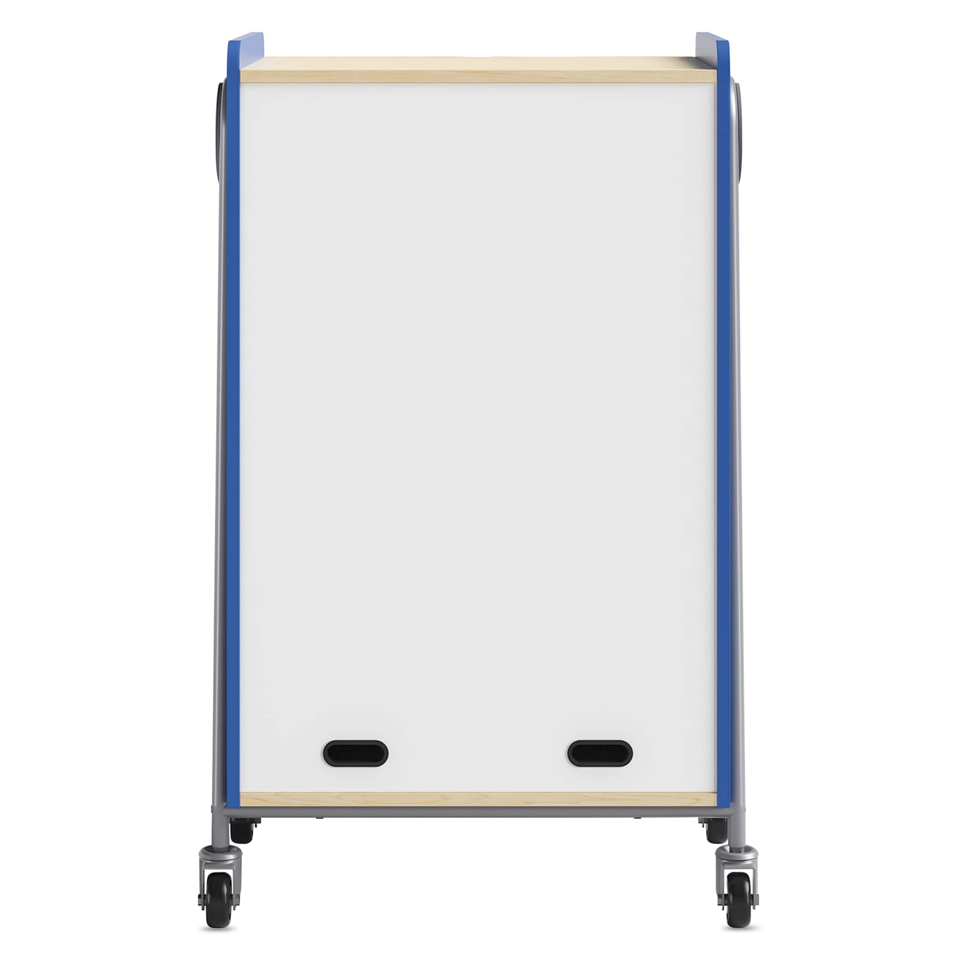 Safco Whiffle Typical 14 Double Storage Cart - Spectrum Blue, laminated dry-erase back of the cart