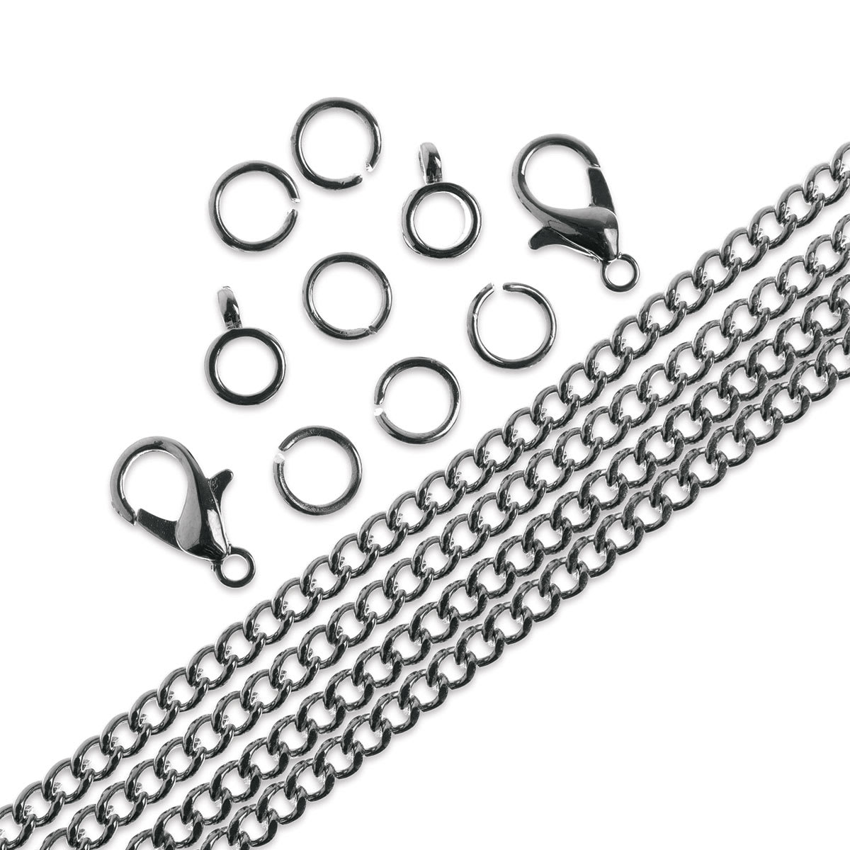 John Bead Curb Chain and Findings Set - 3 mm, Nickel (Out of packaging)