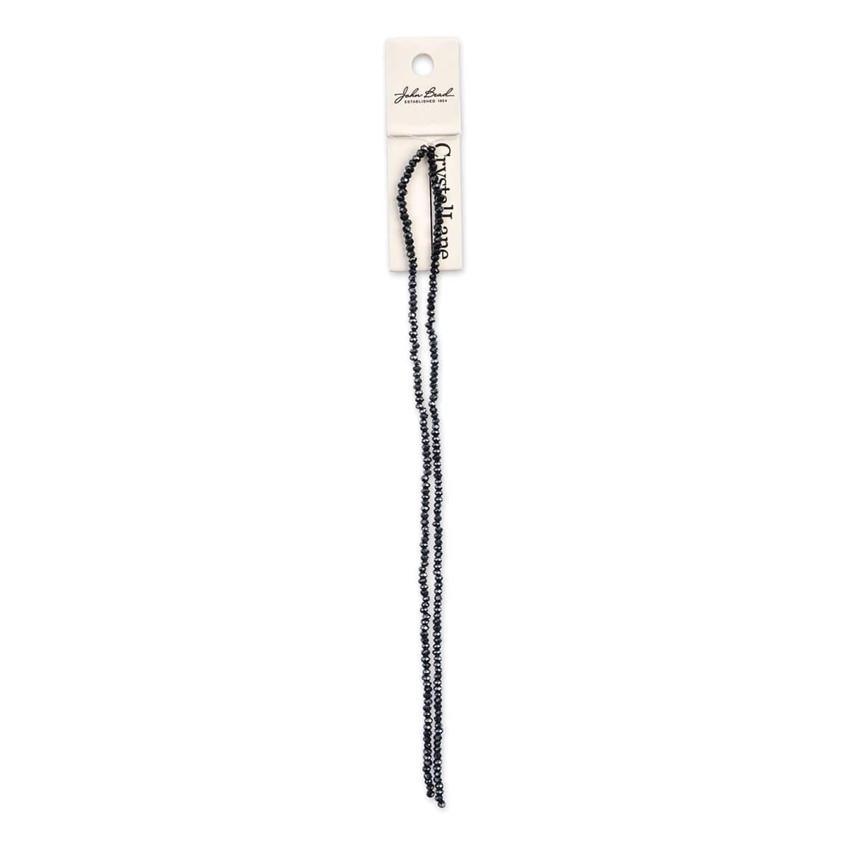 John Bead Crystal Lane Rondelle Bead Strands - Gunmetal, Opaque, 7"