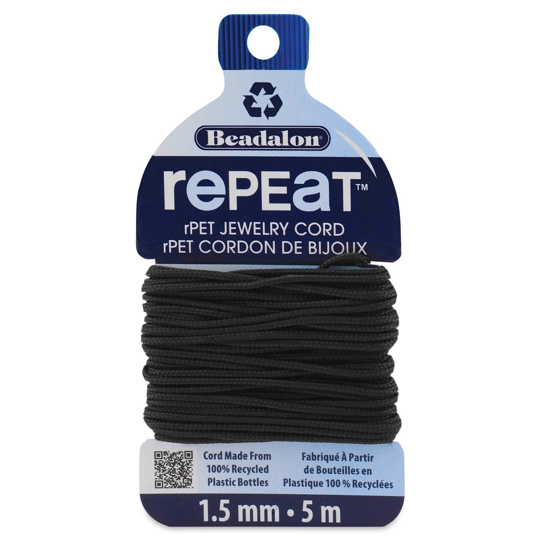 Beadalon Repeat Jewelry Cord - 1.5 mm x 5 m, Black 