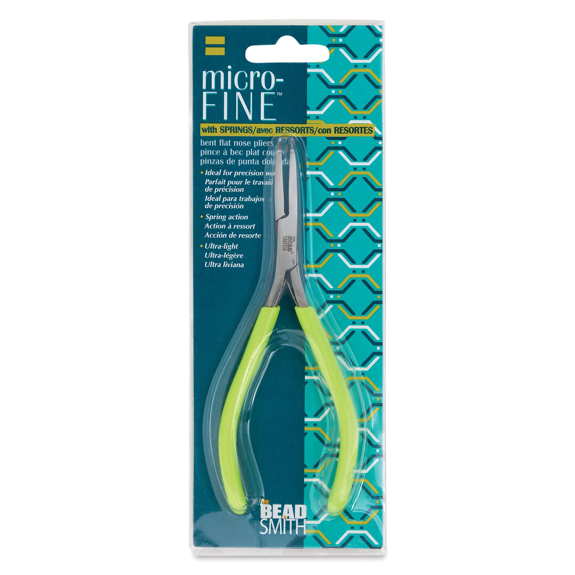 Beadsmith Micro-Fine Bent Flat Nose Pliers, front of the packaging
