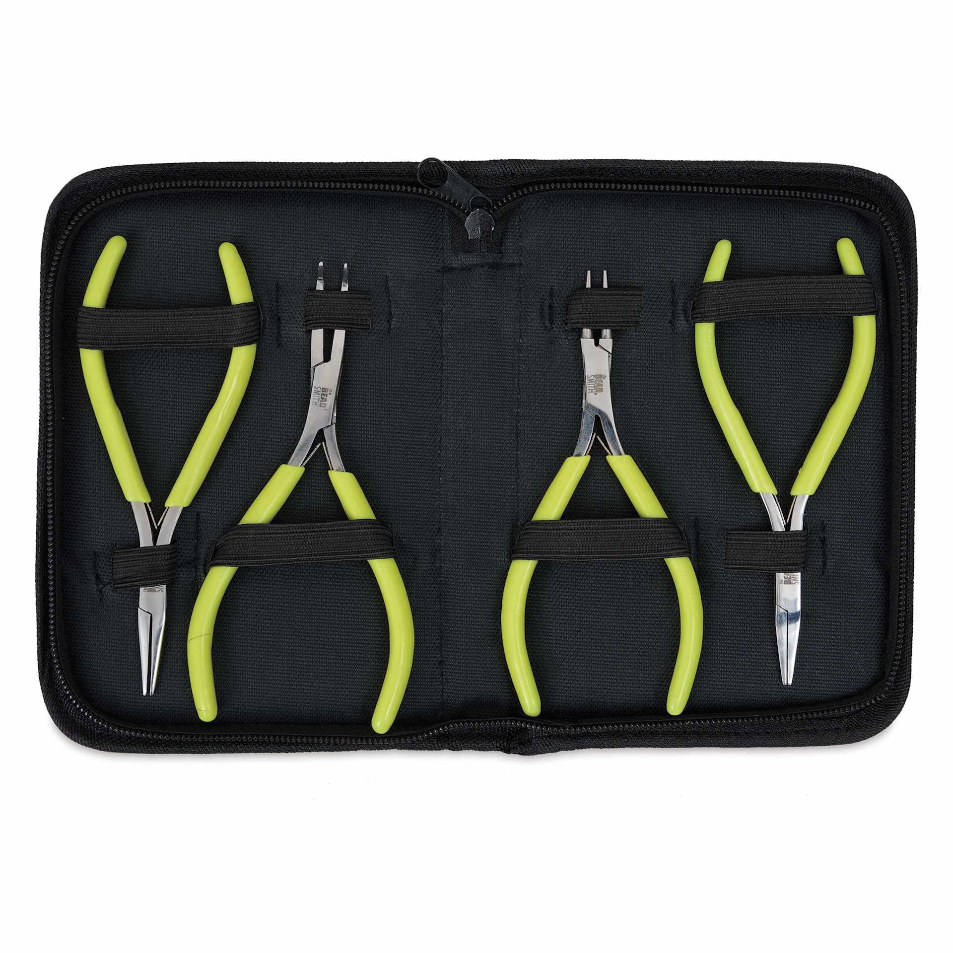 Beadsmith Micro-Fine Pliers Set, carrying case opened showing pliers