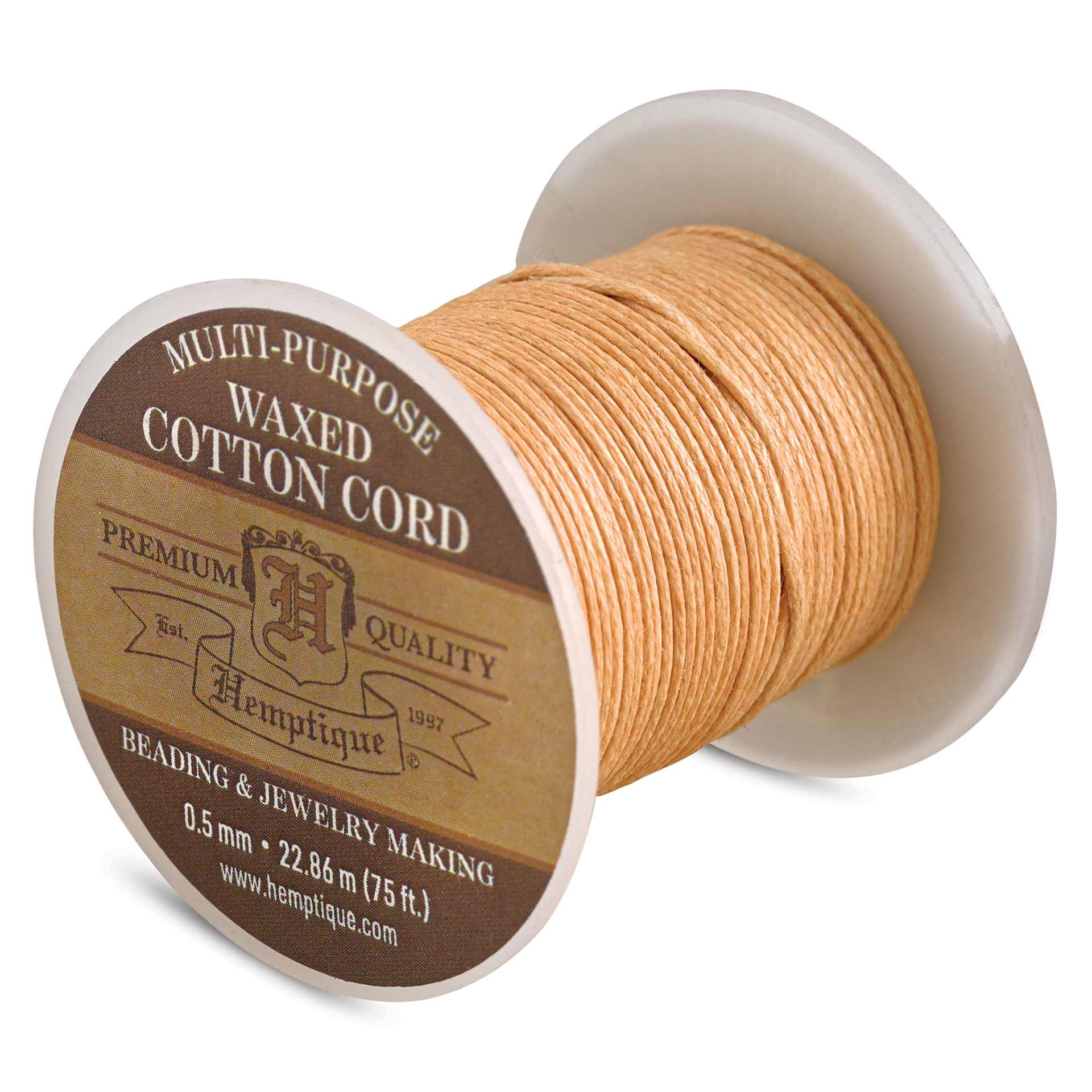 Hemptique Waxed Cotton Cord - Natural, 0.5 mm