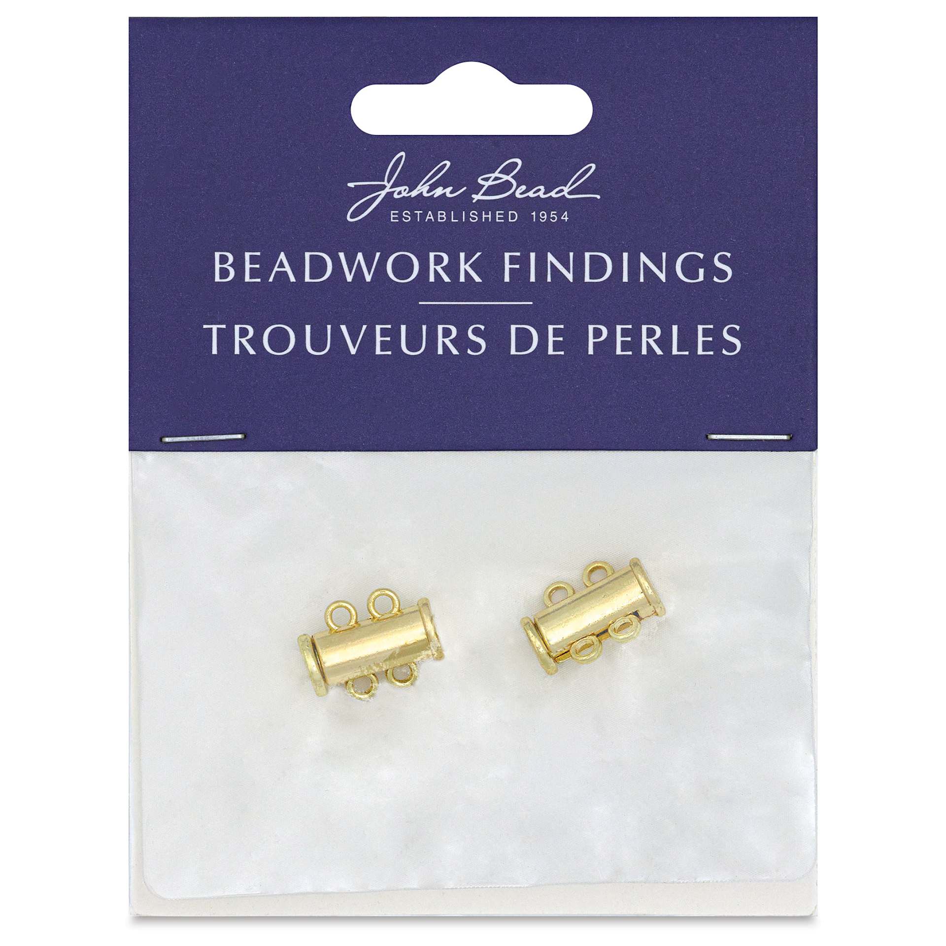 John Bead Beadwork Findings - Gold Tube, 2 Strands, Pkg of 2, front of packaging