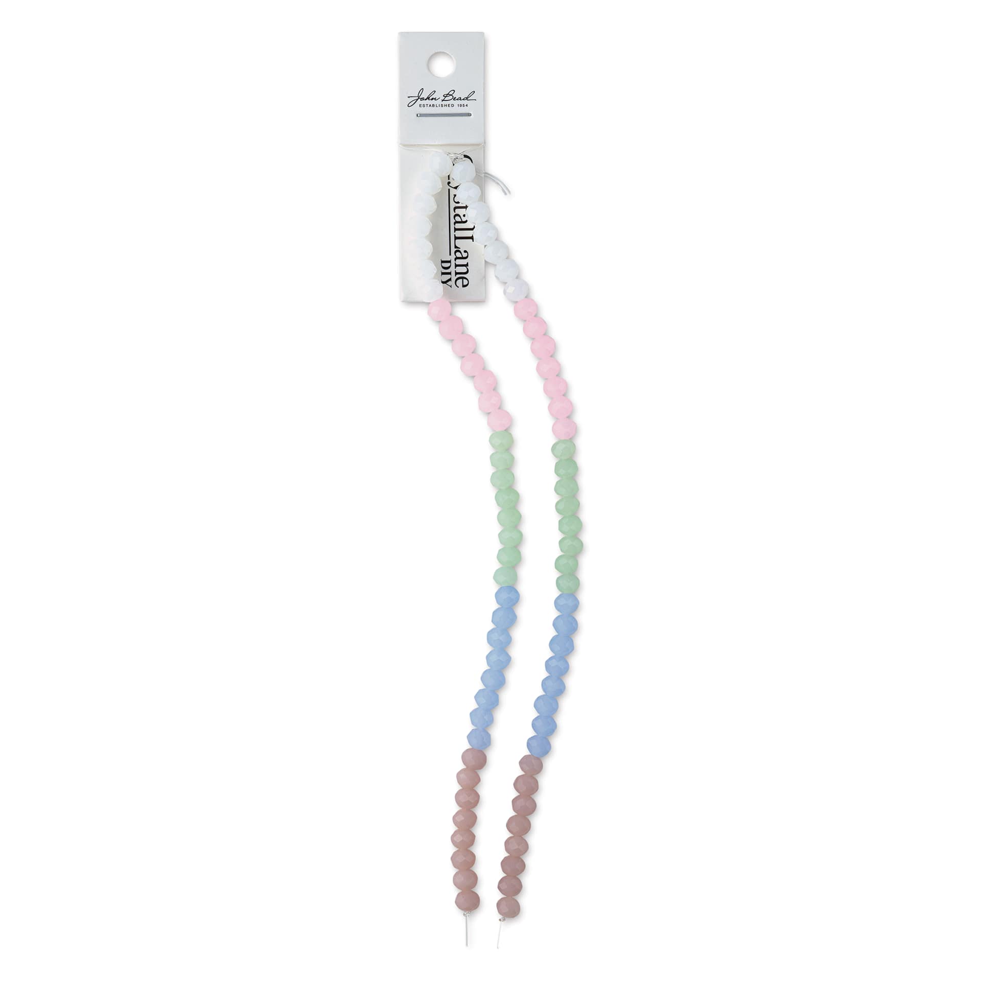 John Bead DIY Designer Glass Bead Strand - Faceted Rondelle, Pastel, 4 mm x 6 mm
