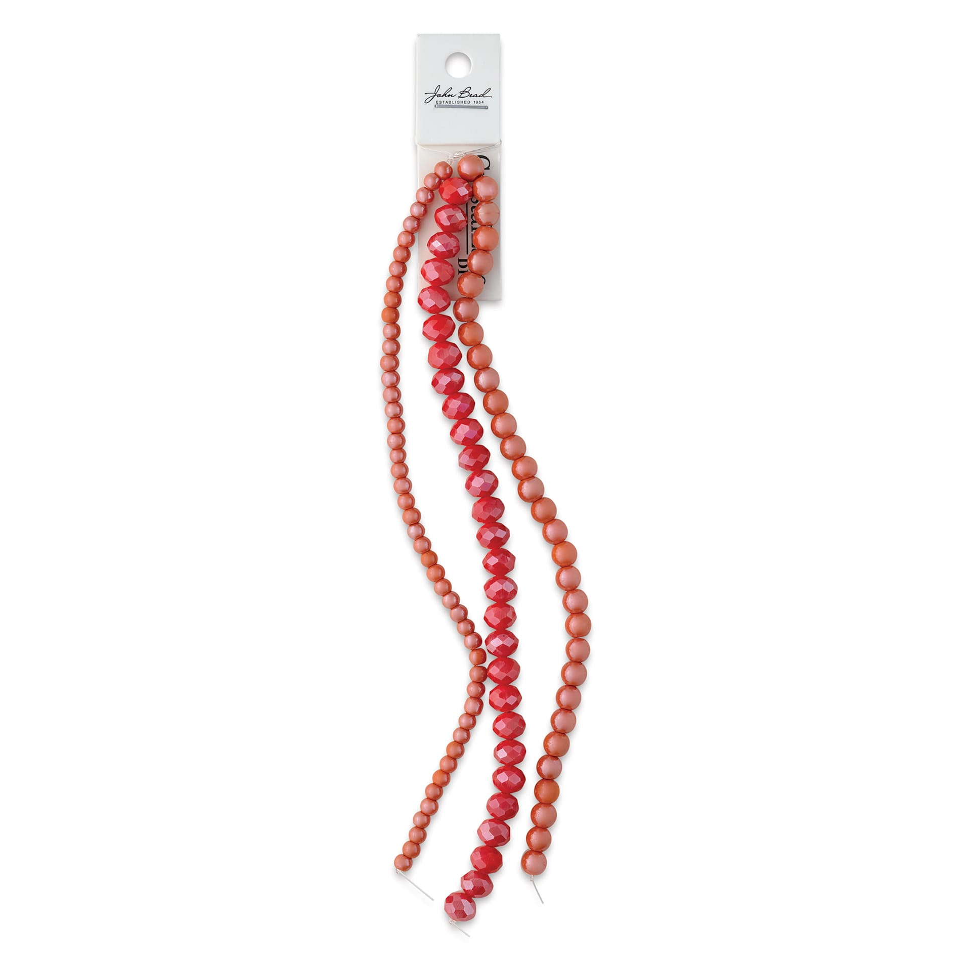 John Bead DIY Designer Glass Bead Strand - Faceted Rondelle and Round, Orange