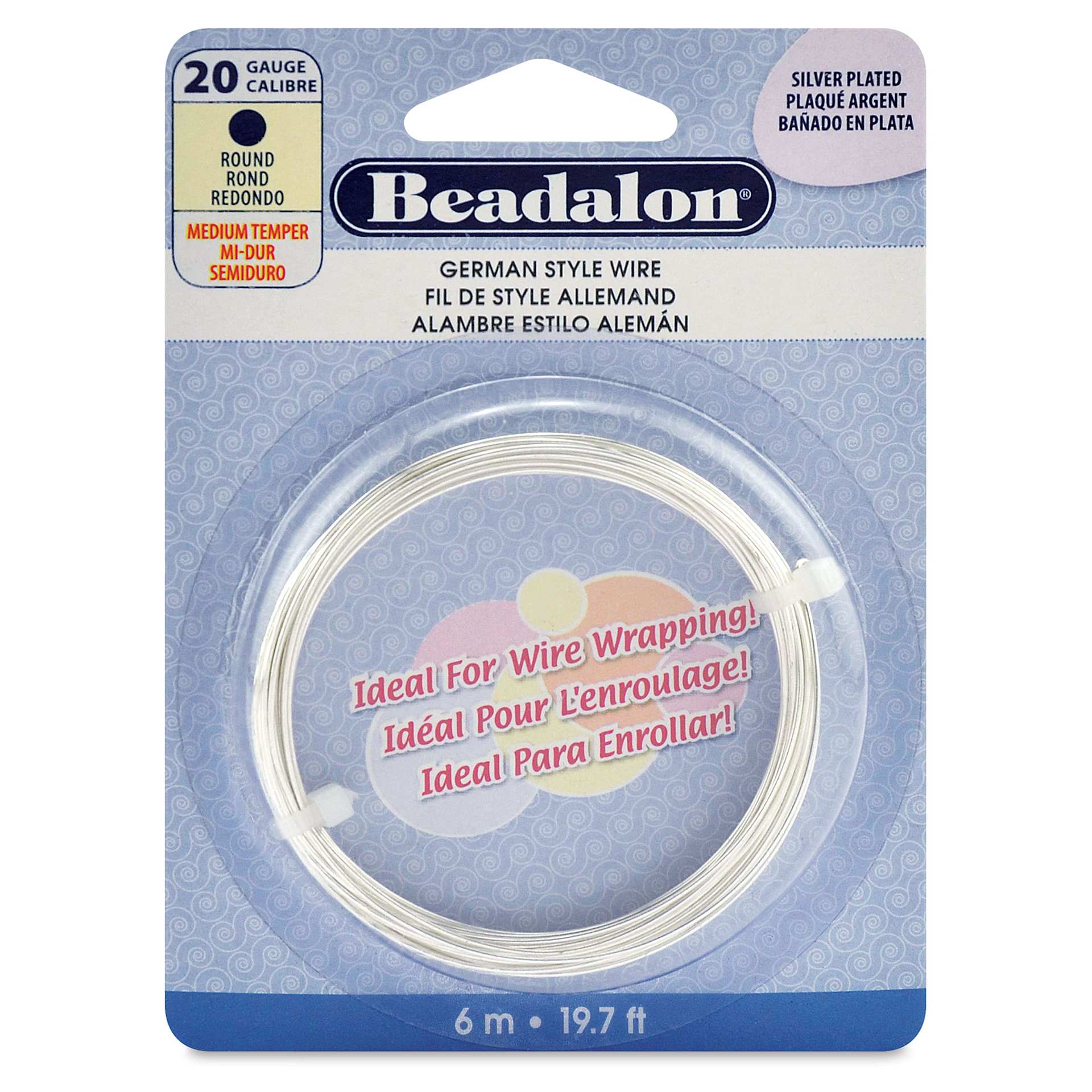 Beadalon German Style Wire - Silver-Plated, 20 Gauge, 0.032" x 20 ft