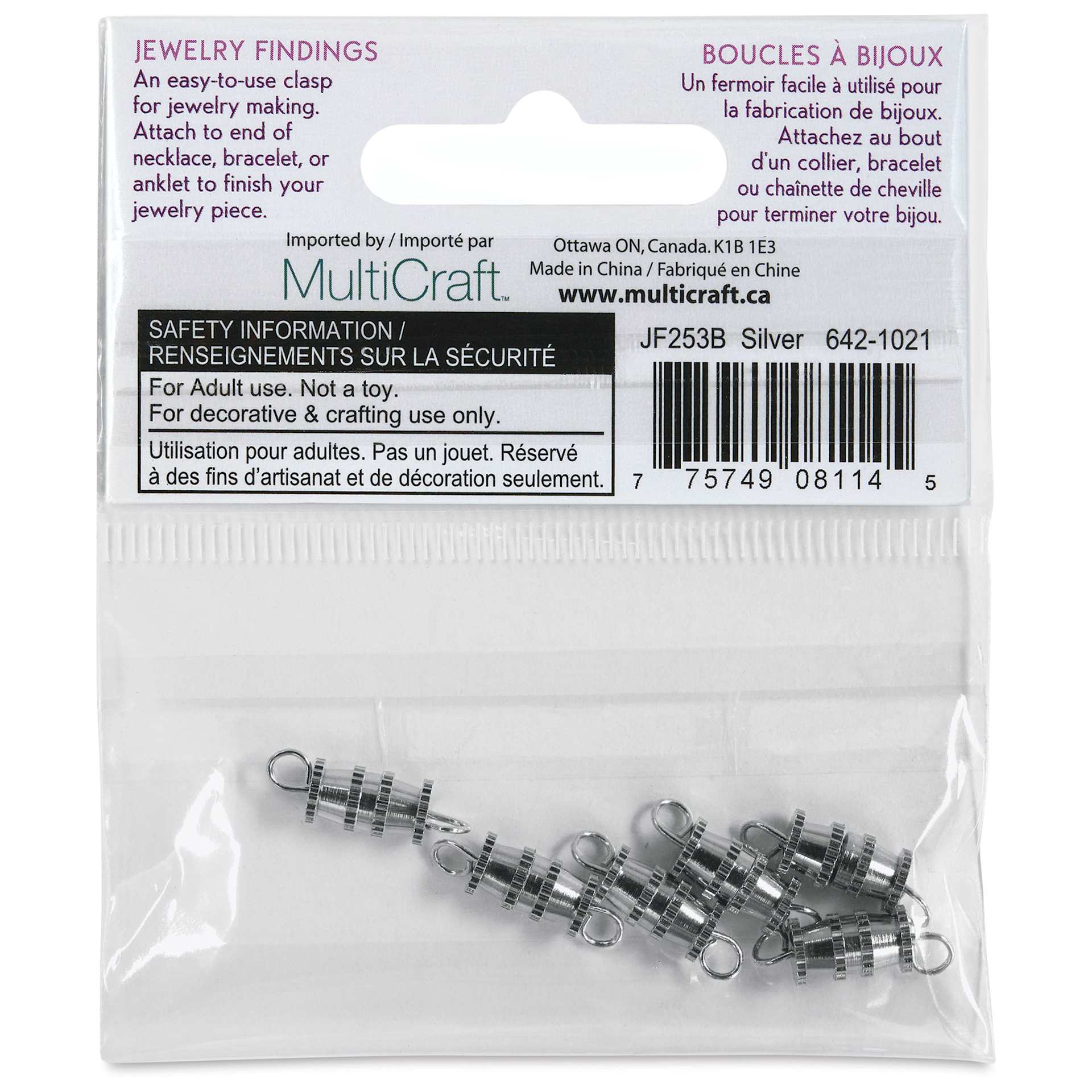 Craft Medley Barrel Clasps back of packaging