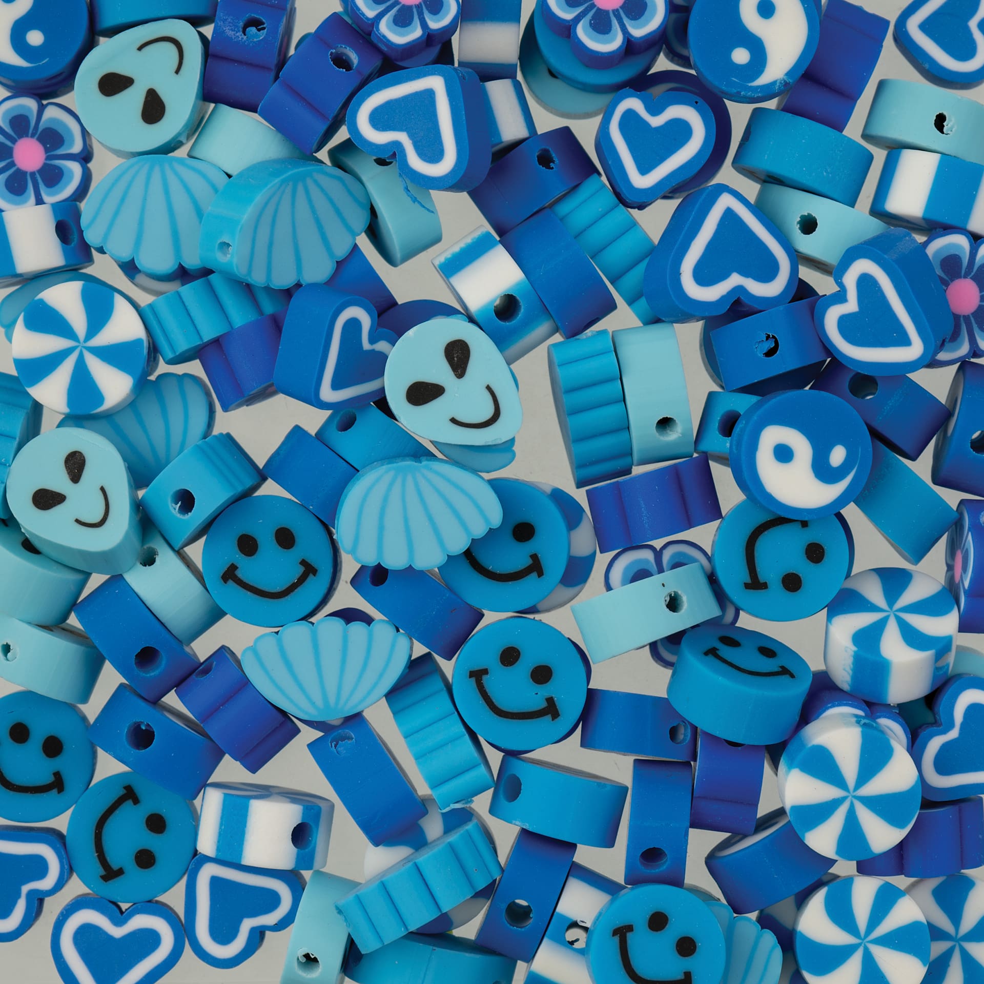 John Bead Craft Beads Clay Shapes - Blue Mix - close-up