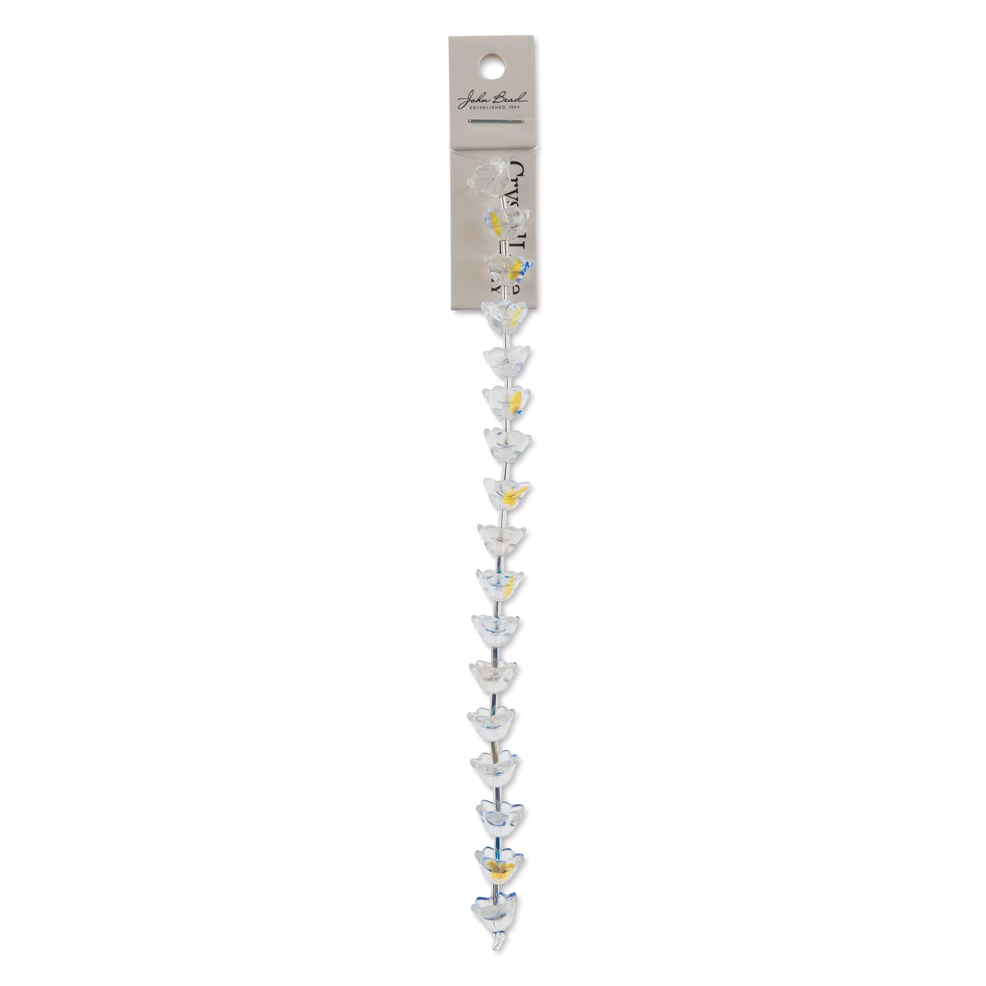 John Bead Crystal Lane DIY Glass Garden Bead Single Strand - Flowers, Crystal Aurora Borealis front of packaging