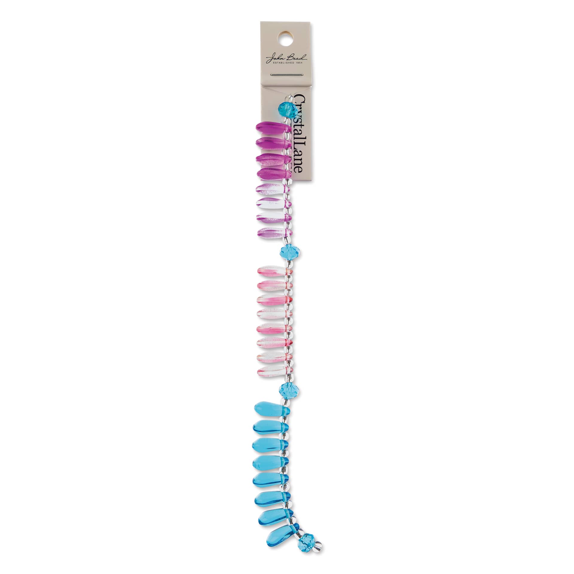 John Bead Crystal Lane DIY Glass Garden Bead Single Strand - Teardrops, Assorted front of packaging