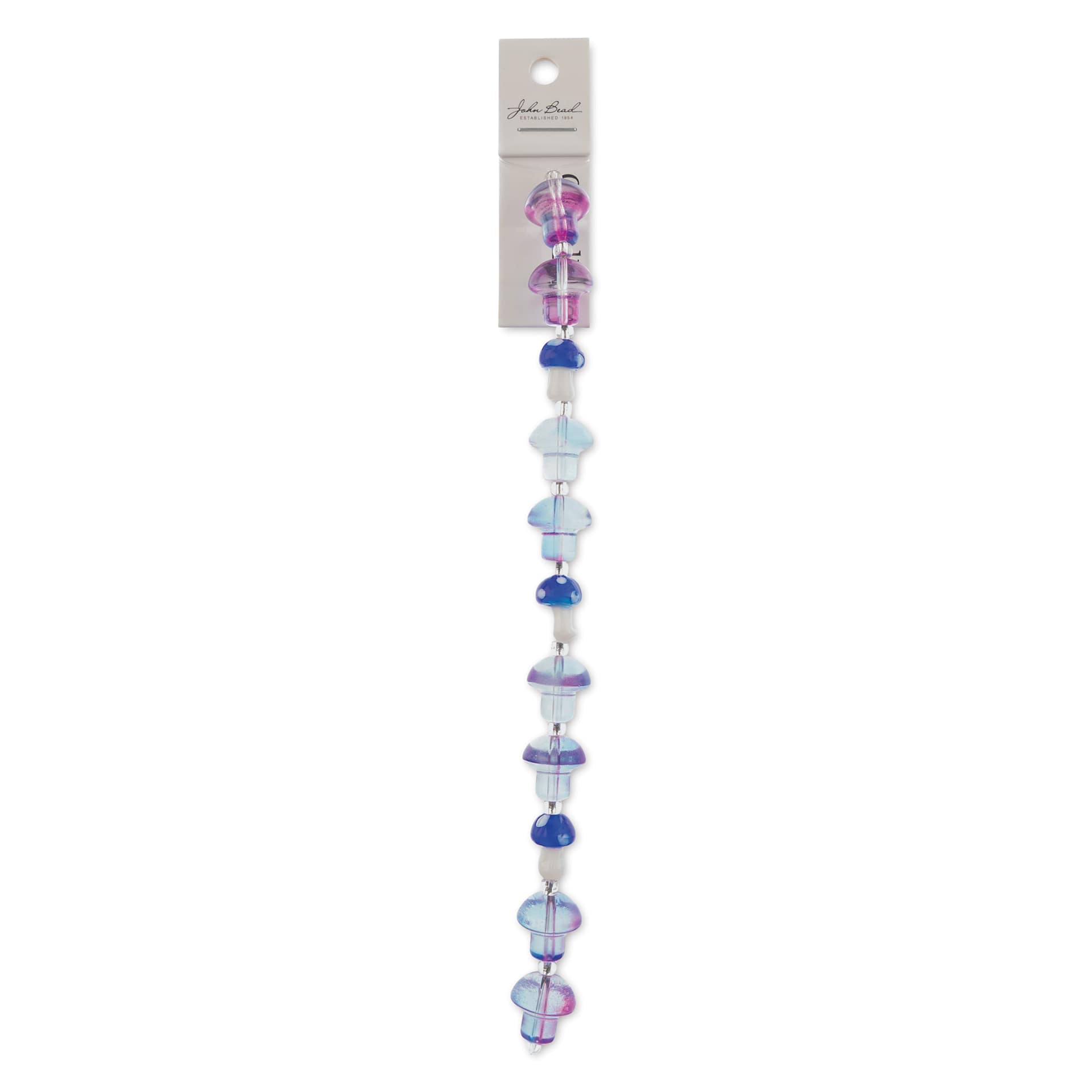 John Bead Crystal Lane DIY Glass Garden Bead Single Strand - Mushrooms, Purple front of packaging