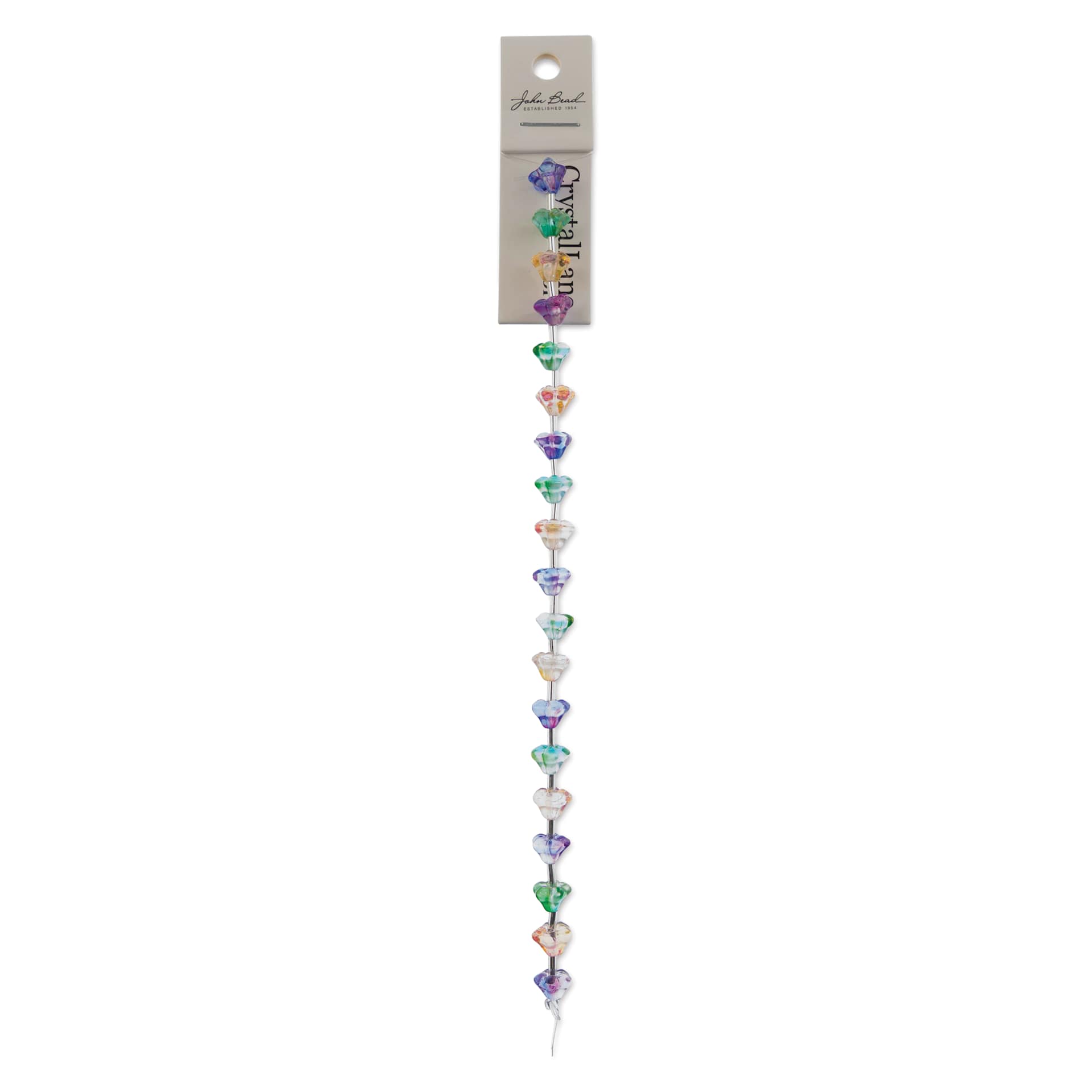 John Bead Crystal Lane DIY Glass Garden Bead Single Strand - Flowers, Assorted Colors front of packaging