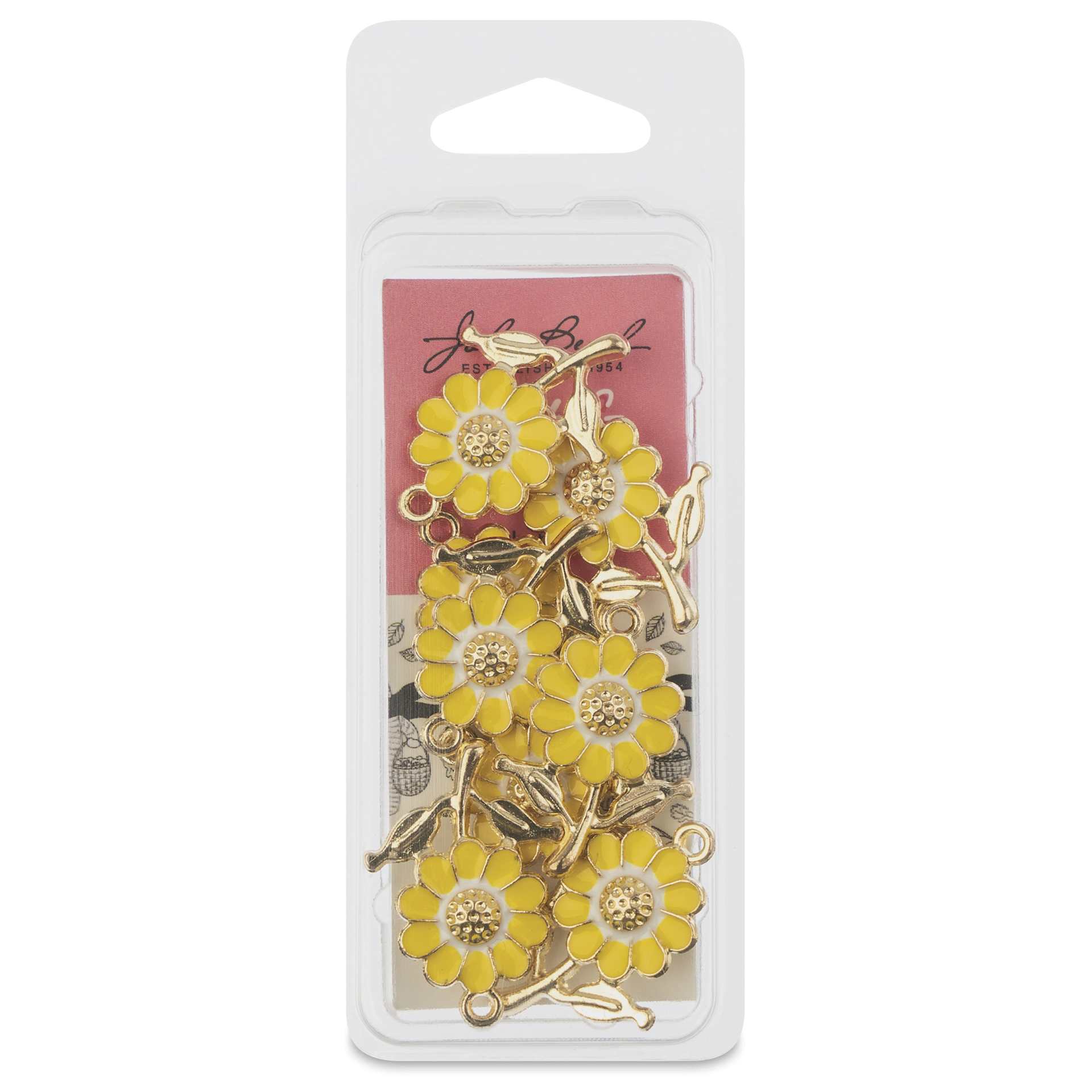 John Bead Sweet & Petite Charm - Daisy, Yellow, Pkg of 8