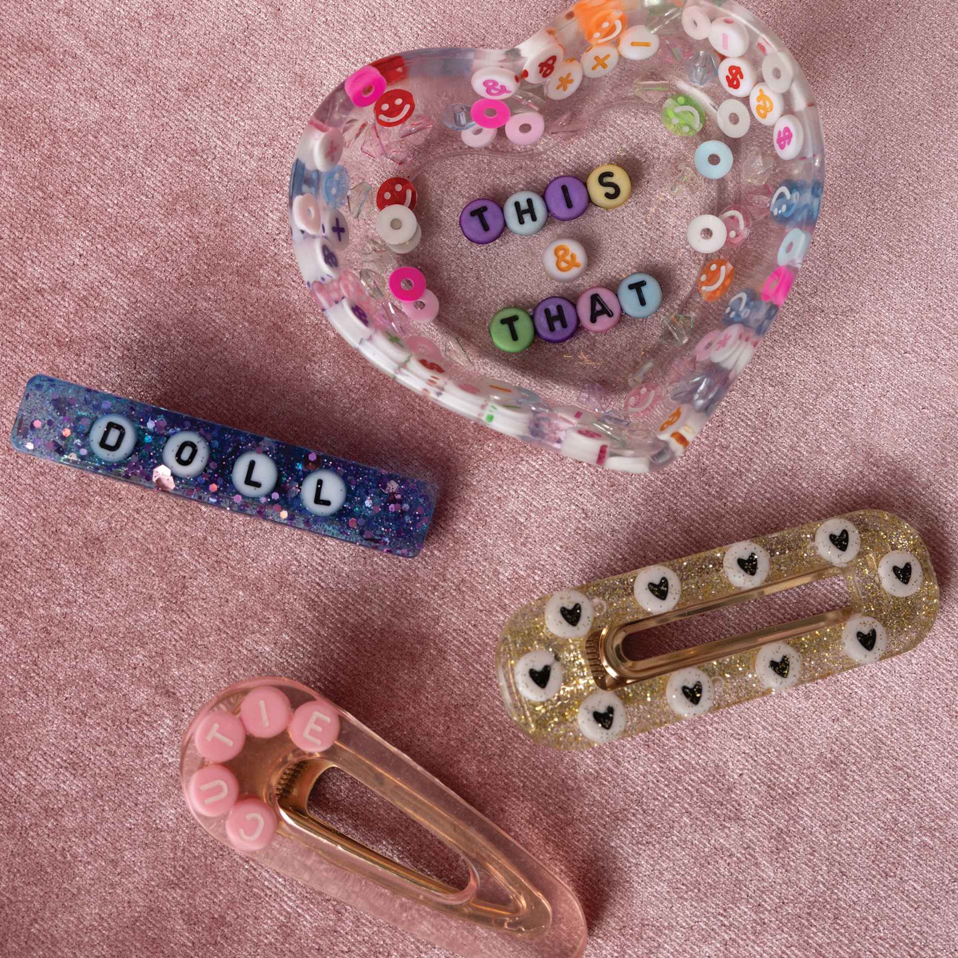Jewelry Made By Me Barrettes Silicone Mold finished projects (resin not included)