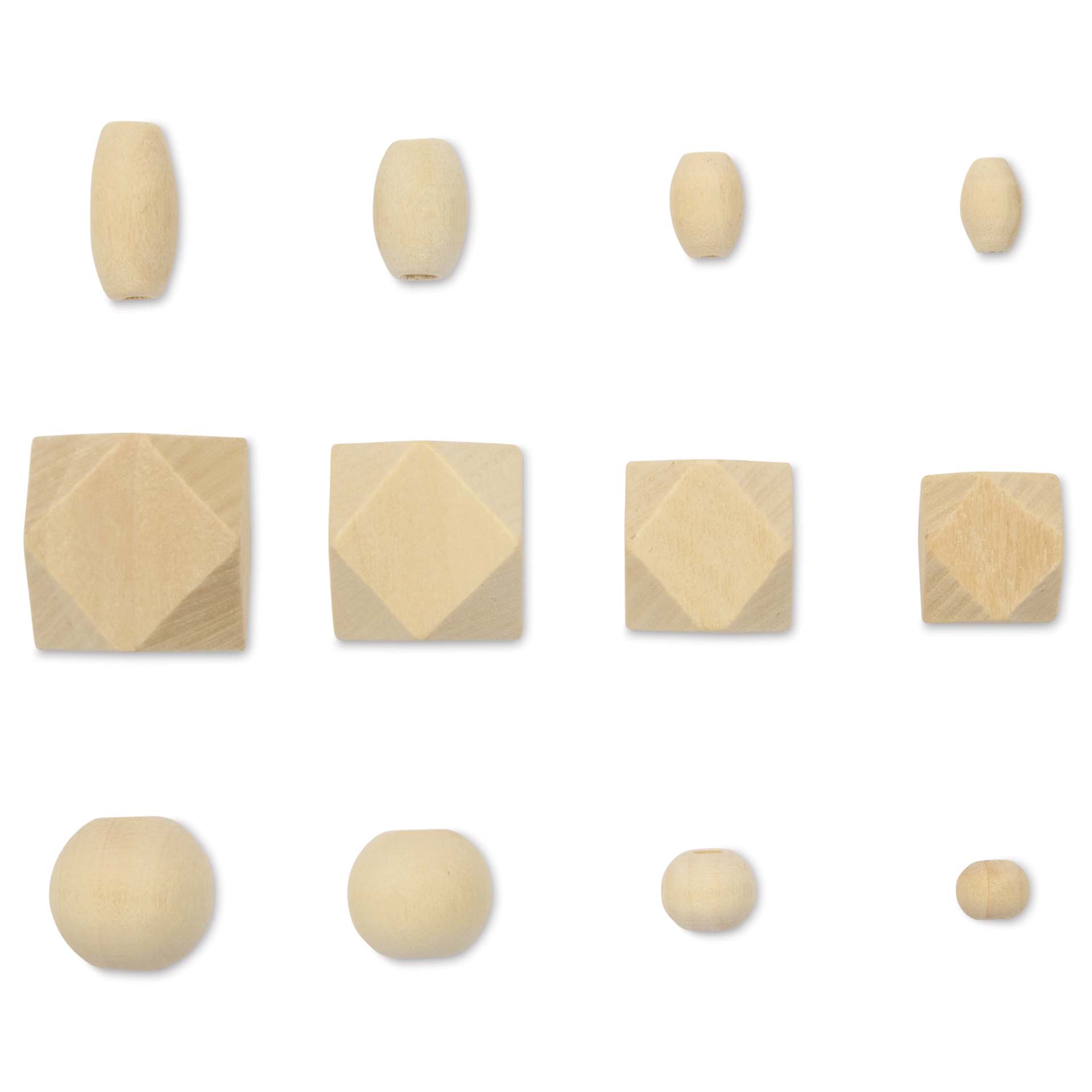 Cousin DIY Unfinished Wood Beads - Pkg of 961 with Case showing included bead types