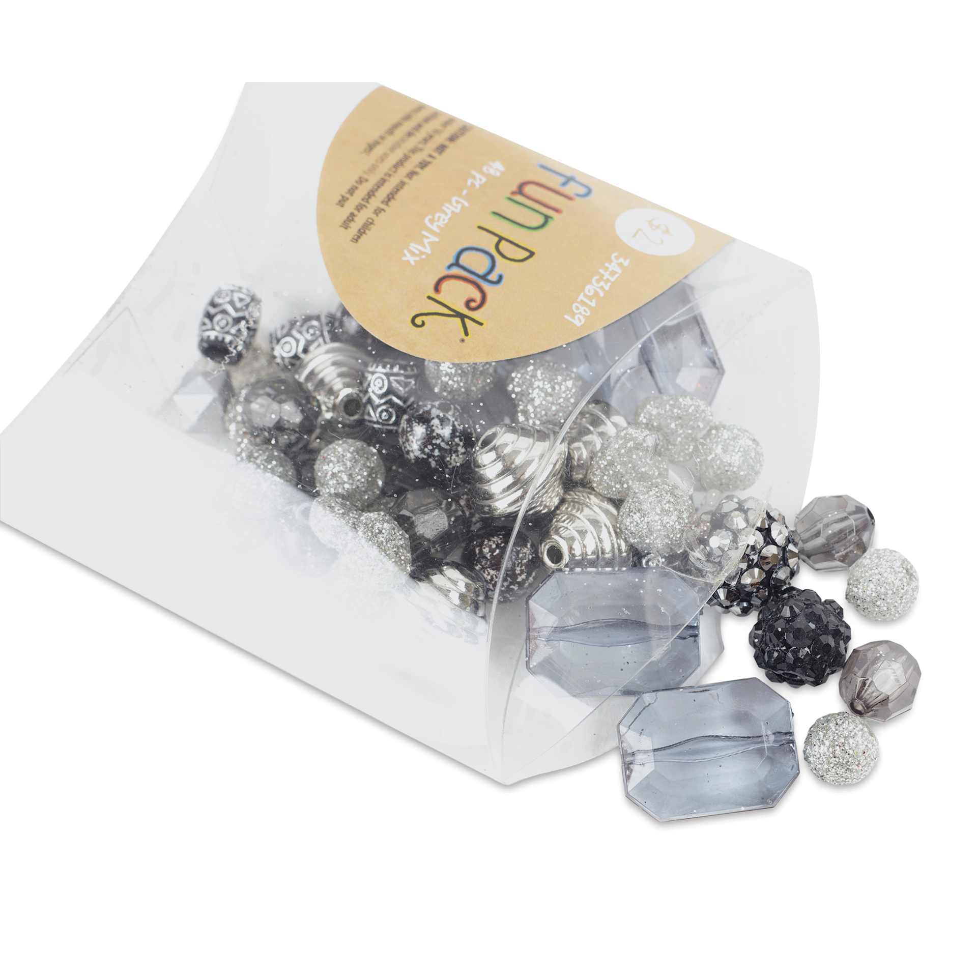 Cousin DIY Fun Pack Acrylic Bead Color Mix - Grey contents with packaging