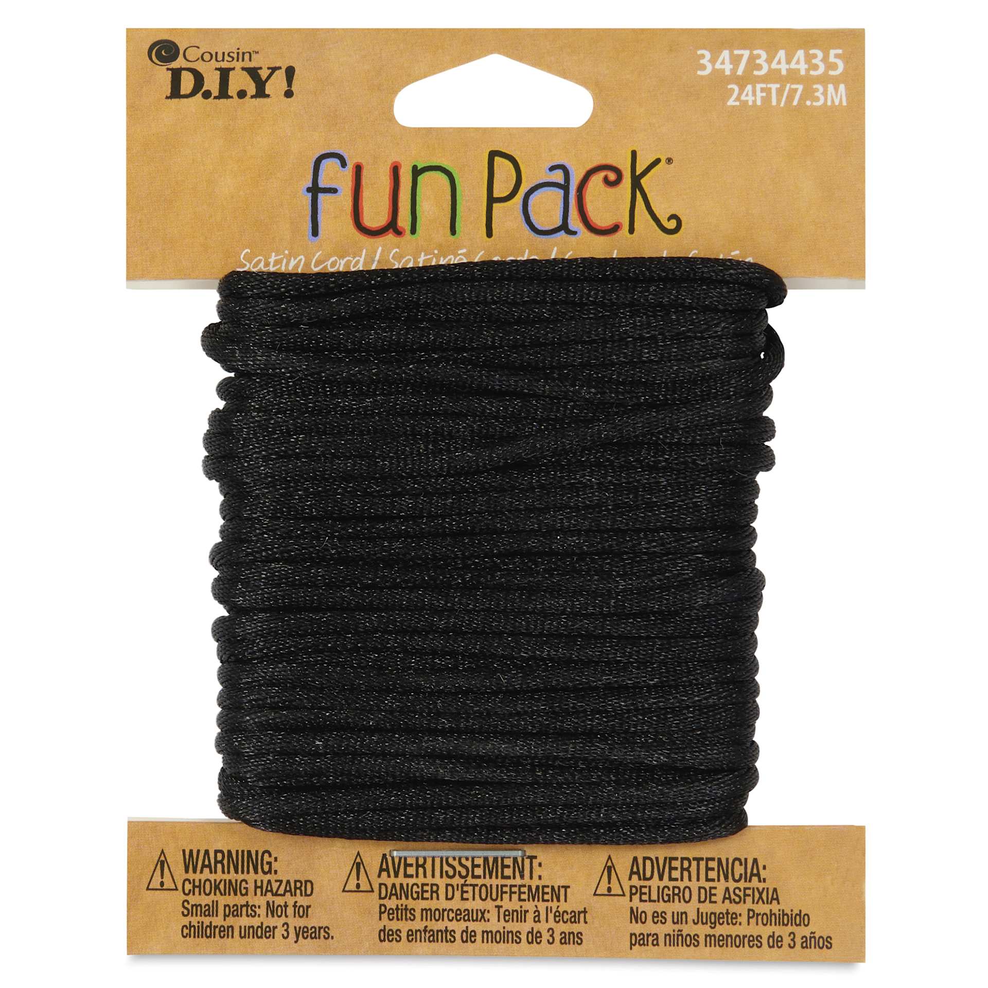 Cousin DIY Satin Rattail Cord - Black, 8 yds - front