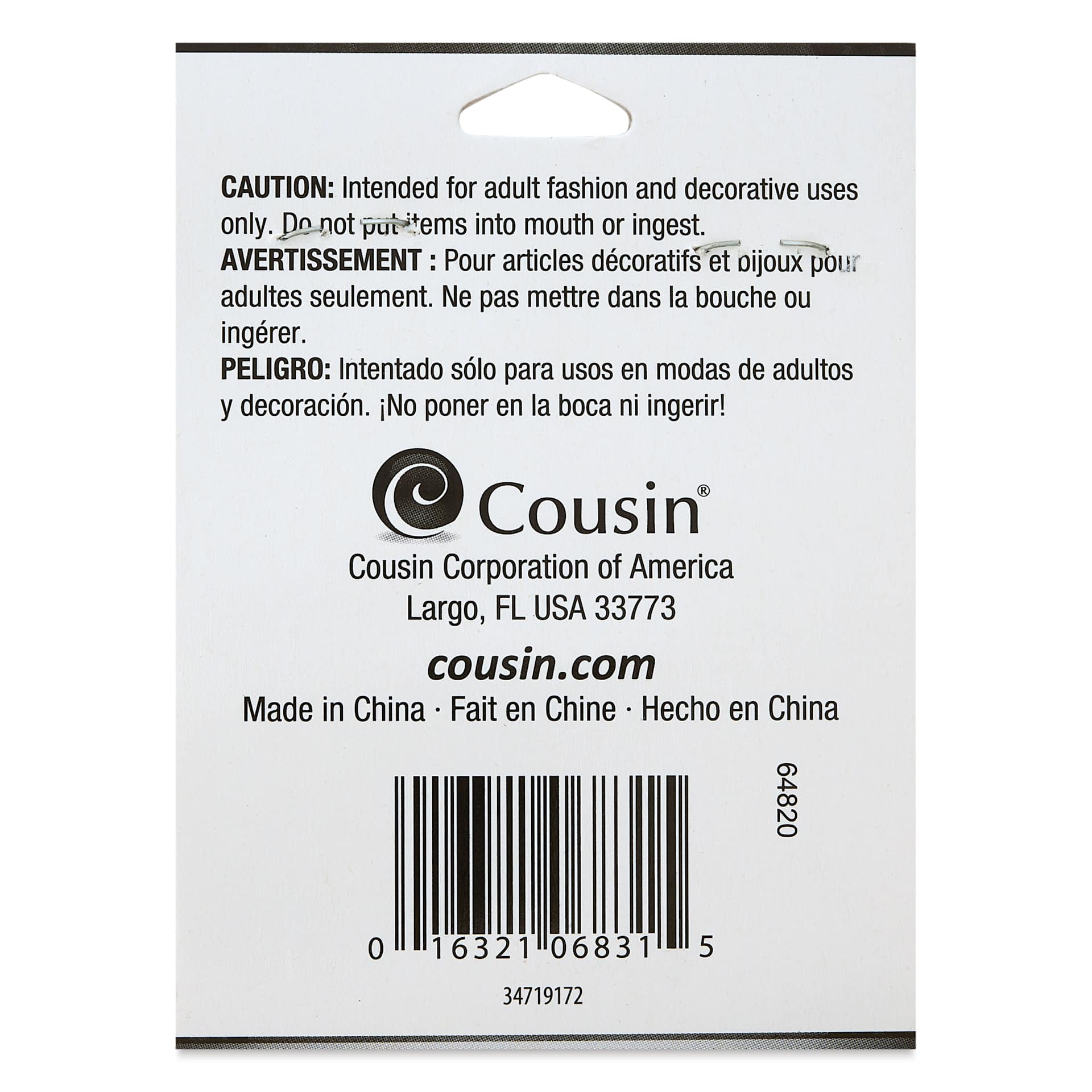 Cousin Jewelry Basics Medium Deco Lobster Claw Clasps - Pkg of 5 back of packaging