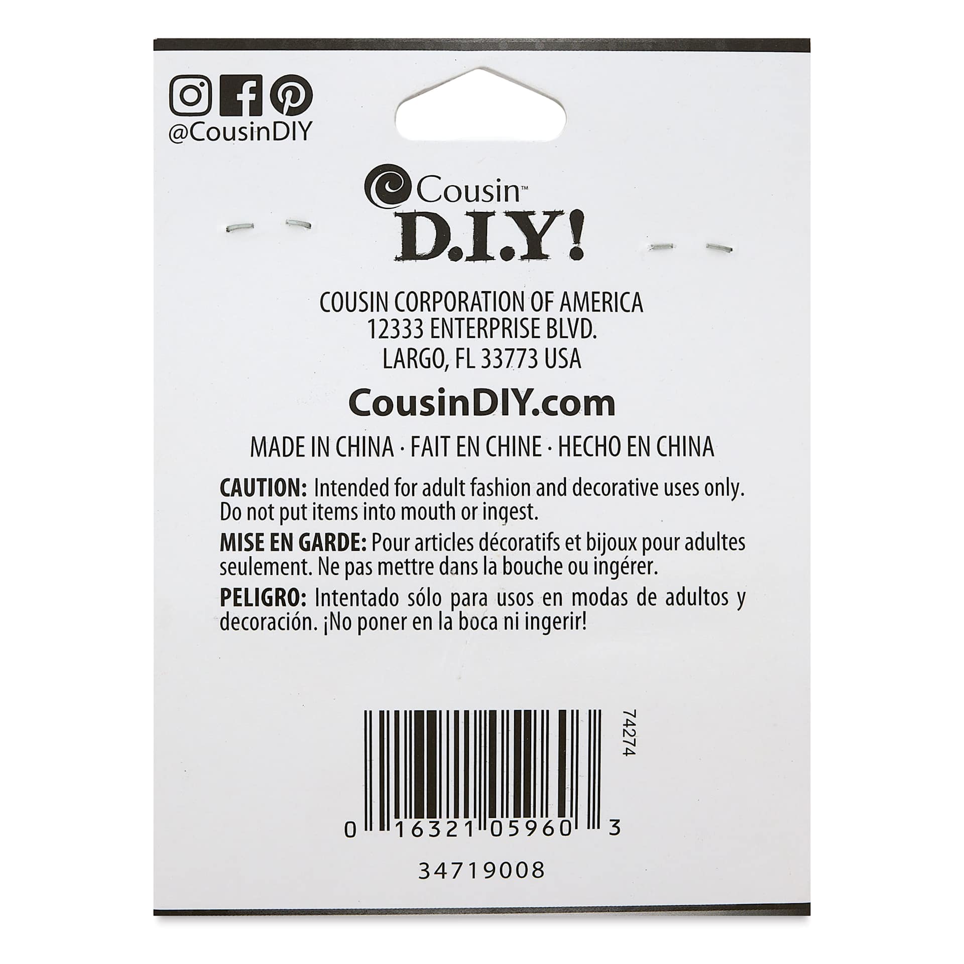 Cousin Jewelry Basics Split Rings - Pkg of 300 back of packaging