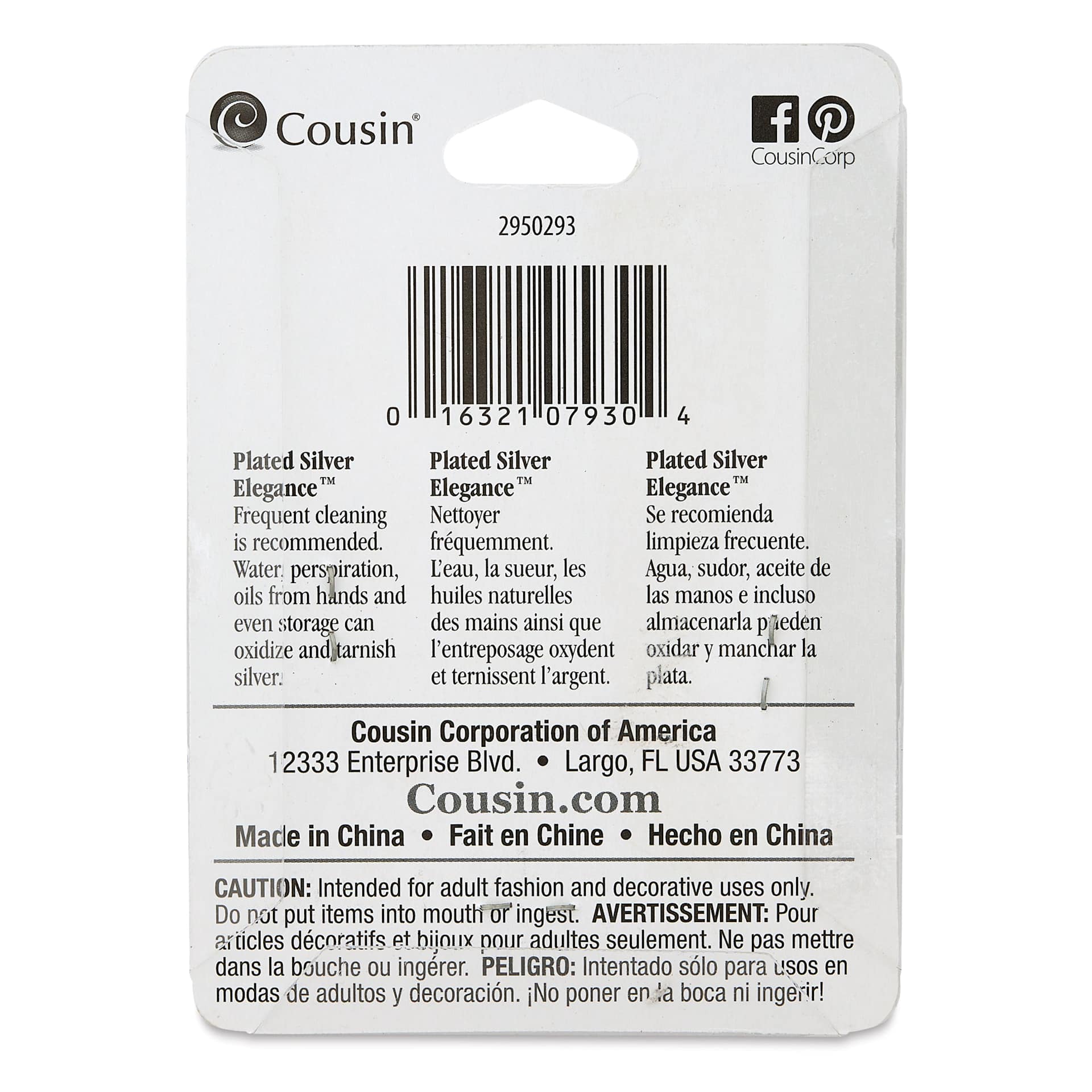 Cousin Plated Silver Elegance Rondelle Beads - Pkg of 12, 5 mm back of packaging