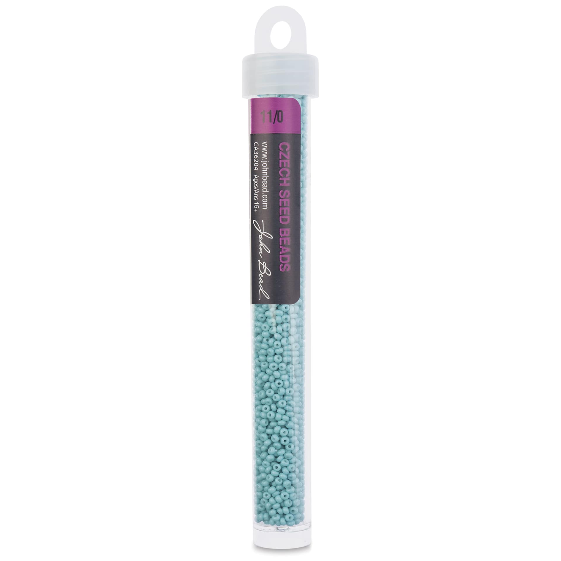 John Bead Solgel Chalk Dyed Czech Seed Beads - 11/0, Turquoise, 23 g vial